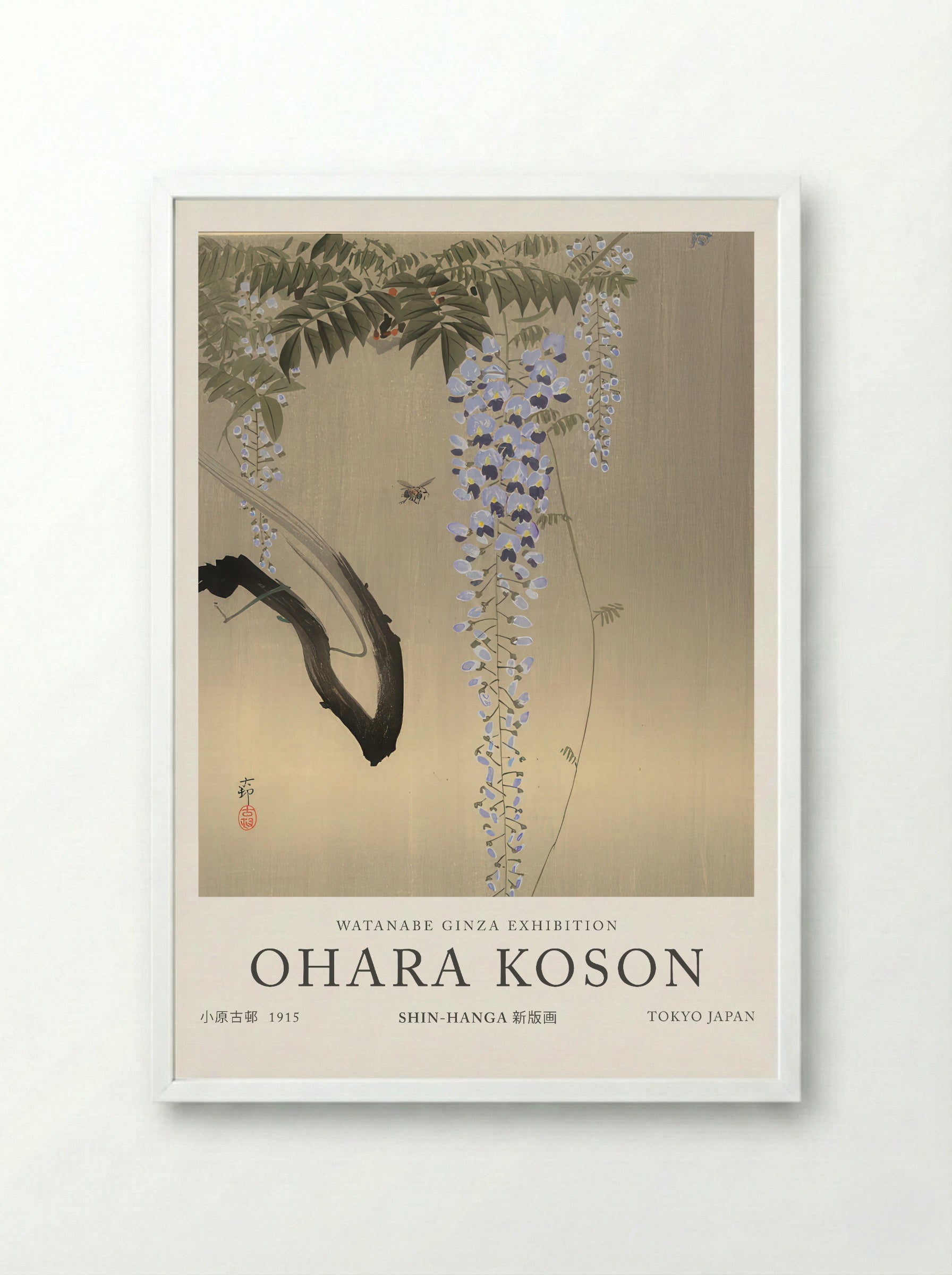 Wisteria And Bee - Ohara Koson