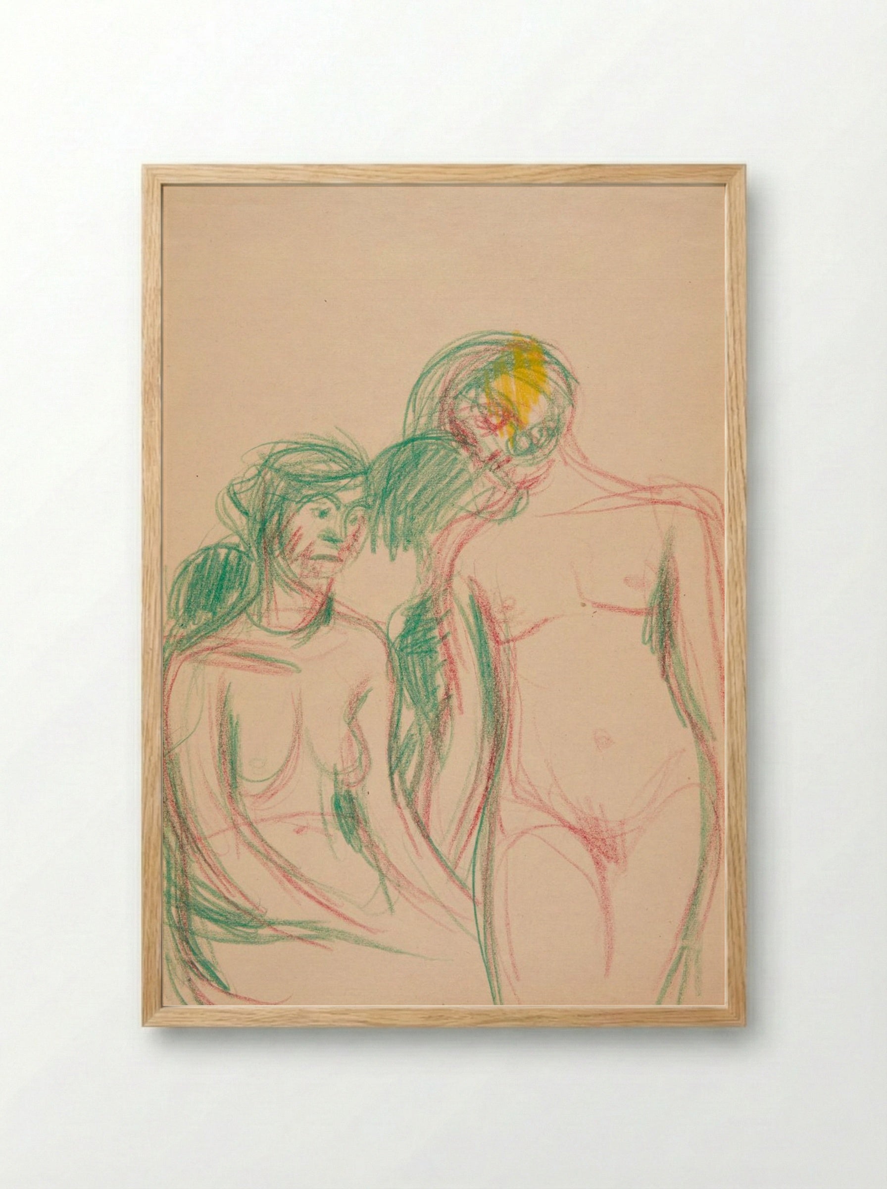 A Seated and a Standing Female Model - Harald Giersing - Framed Print Wood