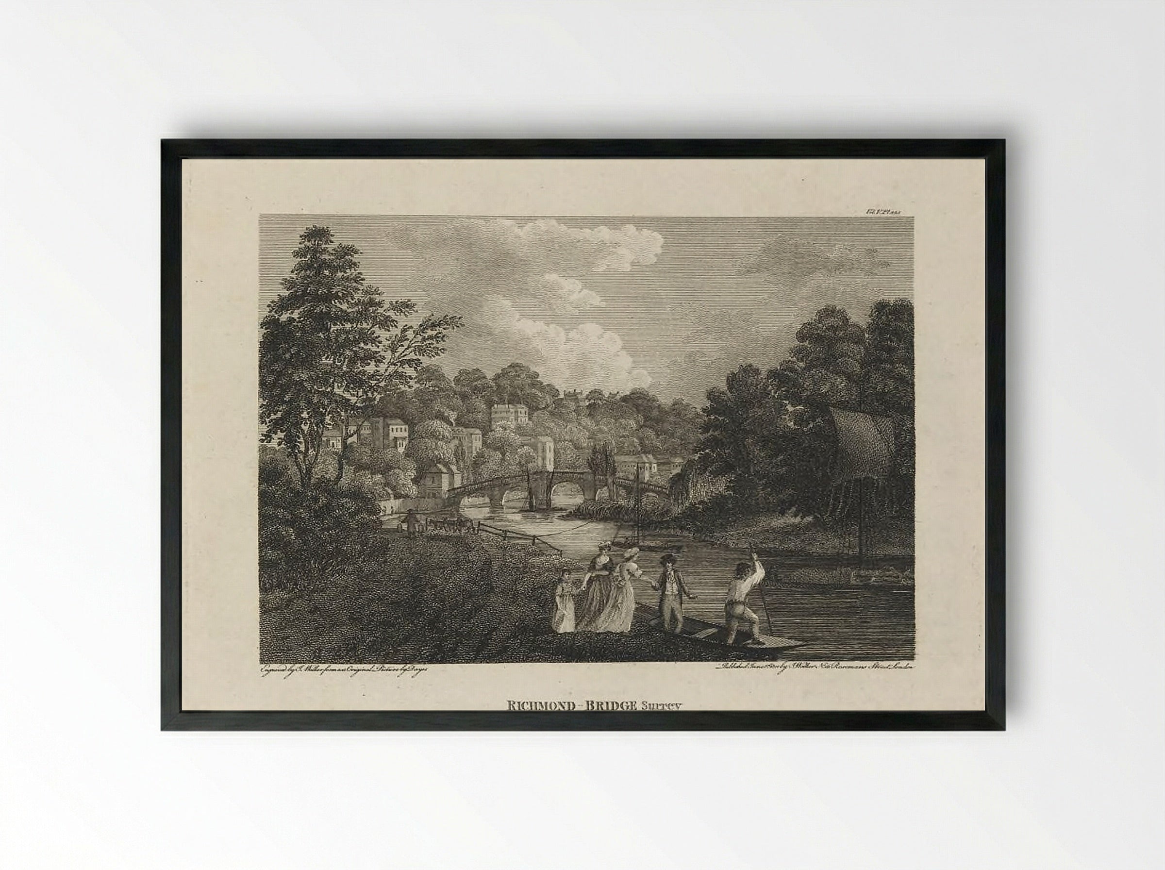 Richmond Bridge, Surrey - John Walker - Framed Print Black