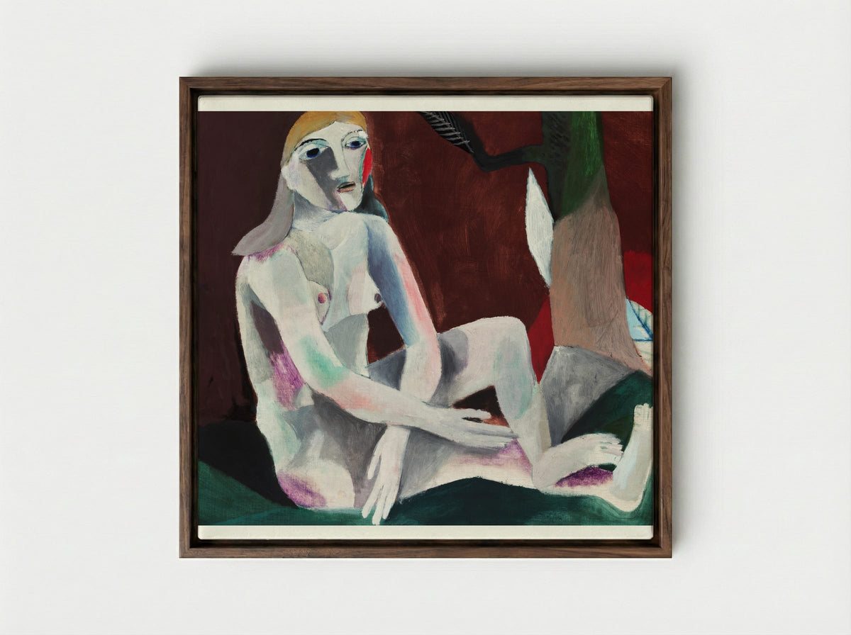 Seated Nude - Heinrich Campendonk - Framed Canvas Dark Wood