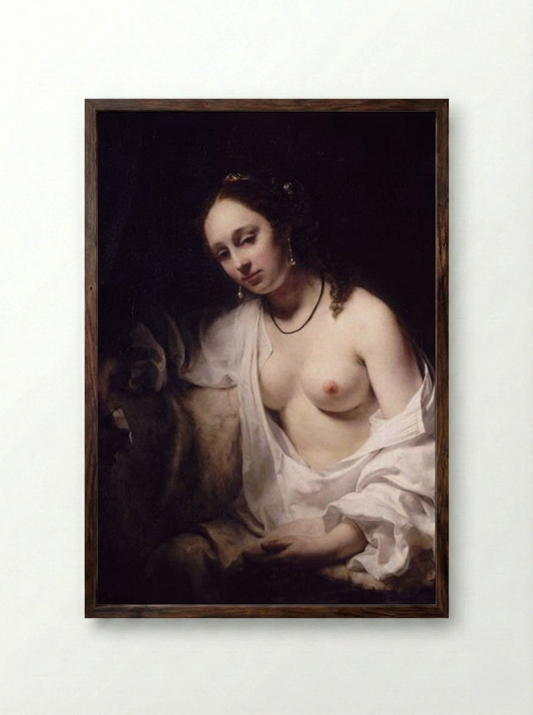 Bathsheba with King David's Letter - Willem Drost - Framed Print Dark Wood