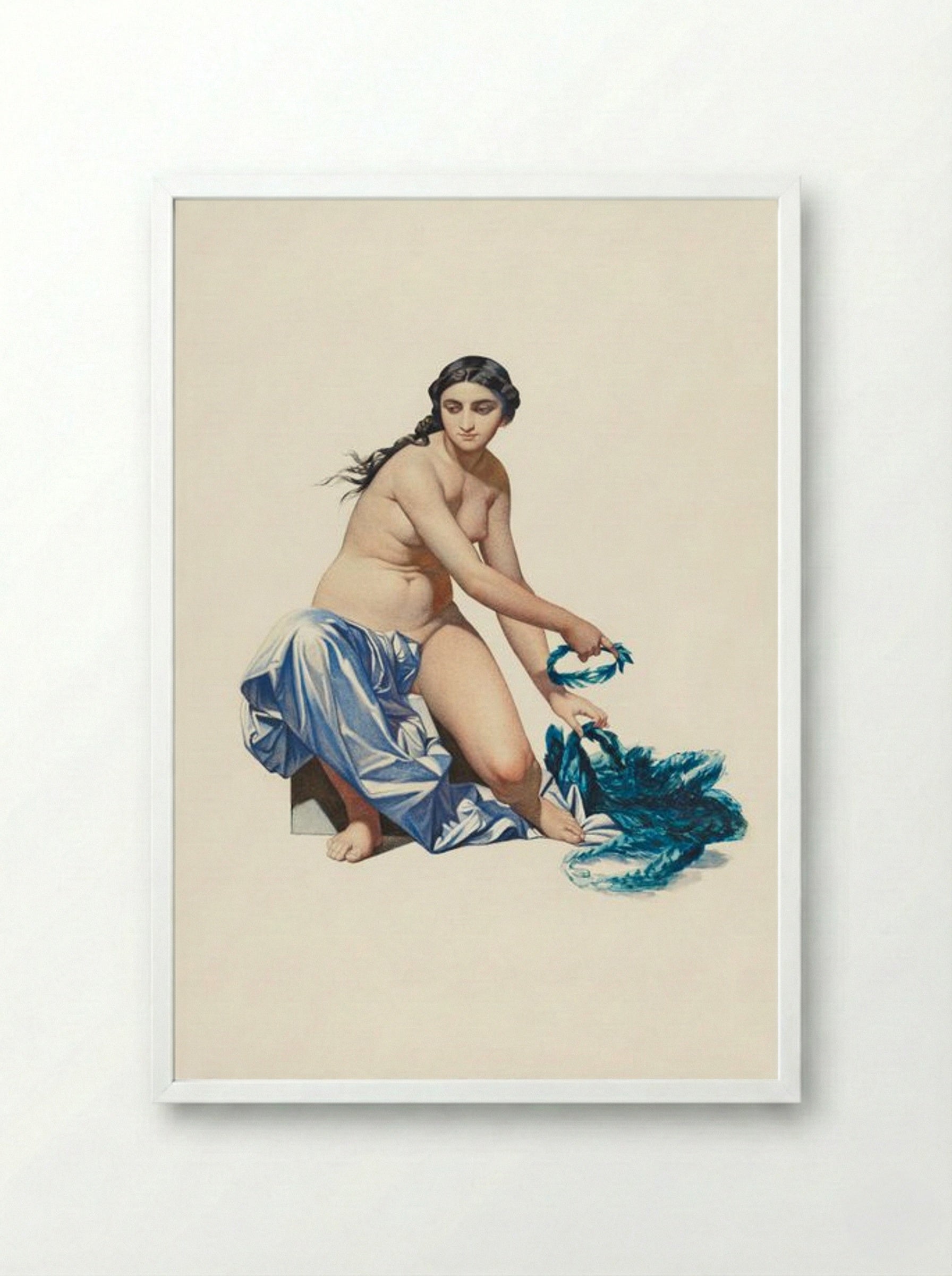 Study for a Figure of Fame - Paul Delaroche - Framed Print White