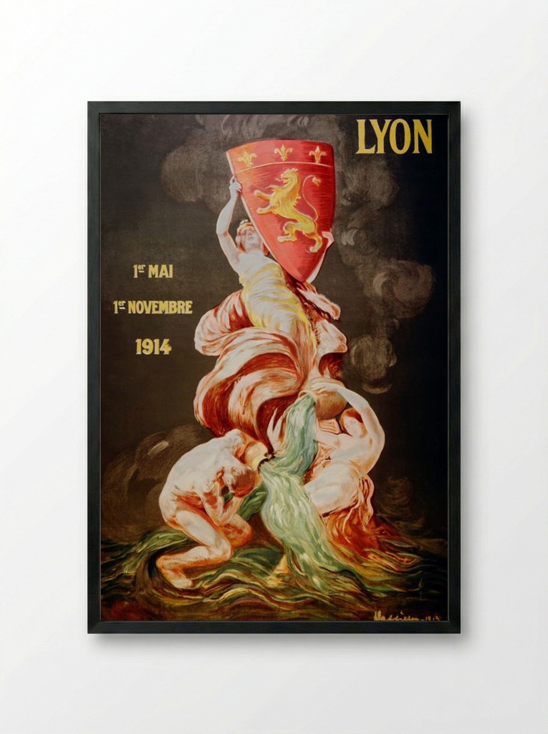 Lyon International Exhibition, 1914 - Leonetto Cappiello - Framed Print Black