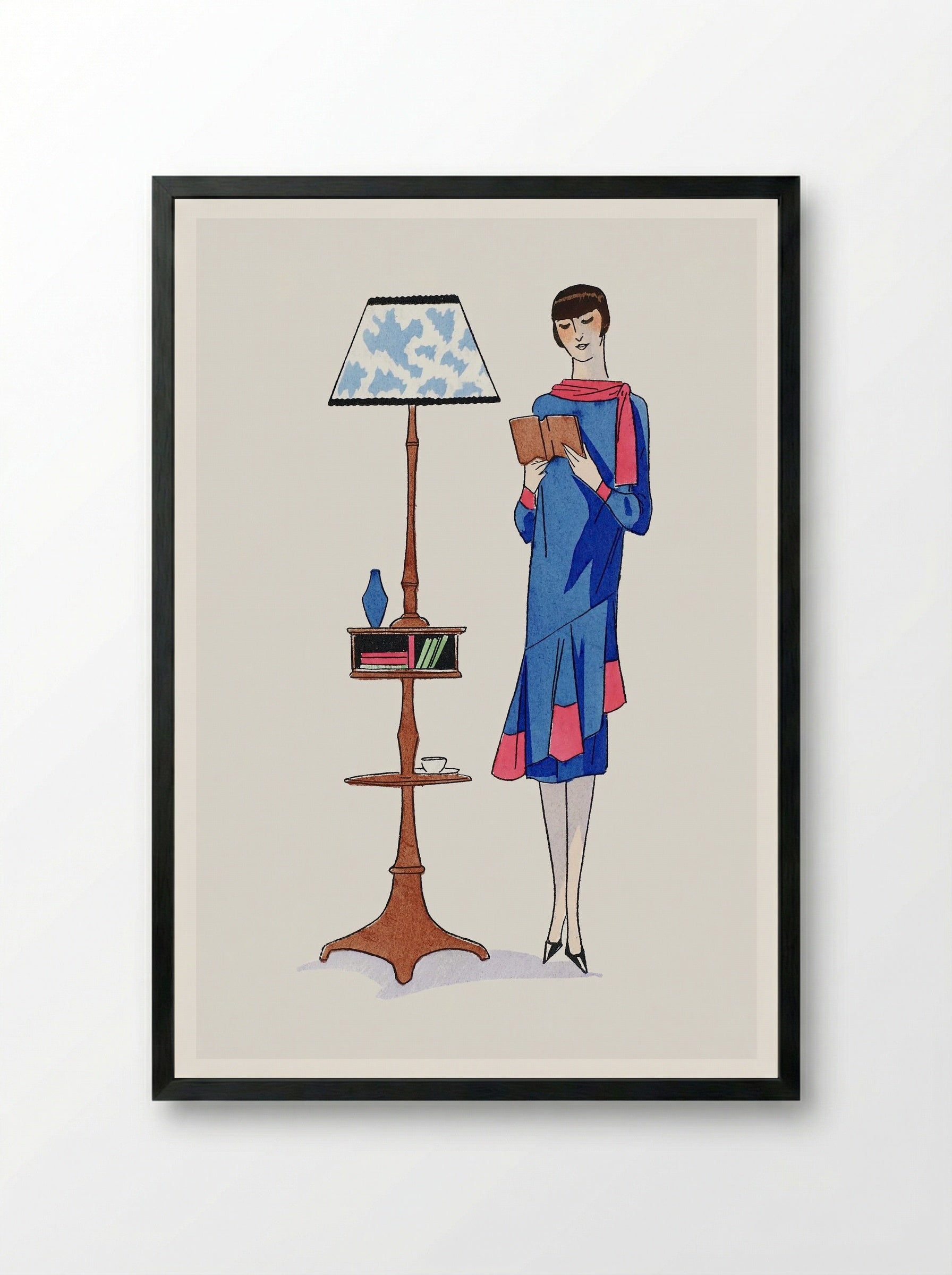 Afternoon Dress Topped with Pink Crepe - Gustav Beer - Framed Print Black