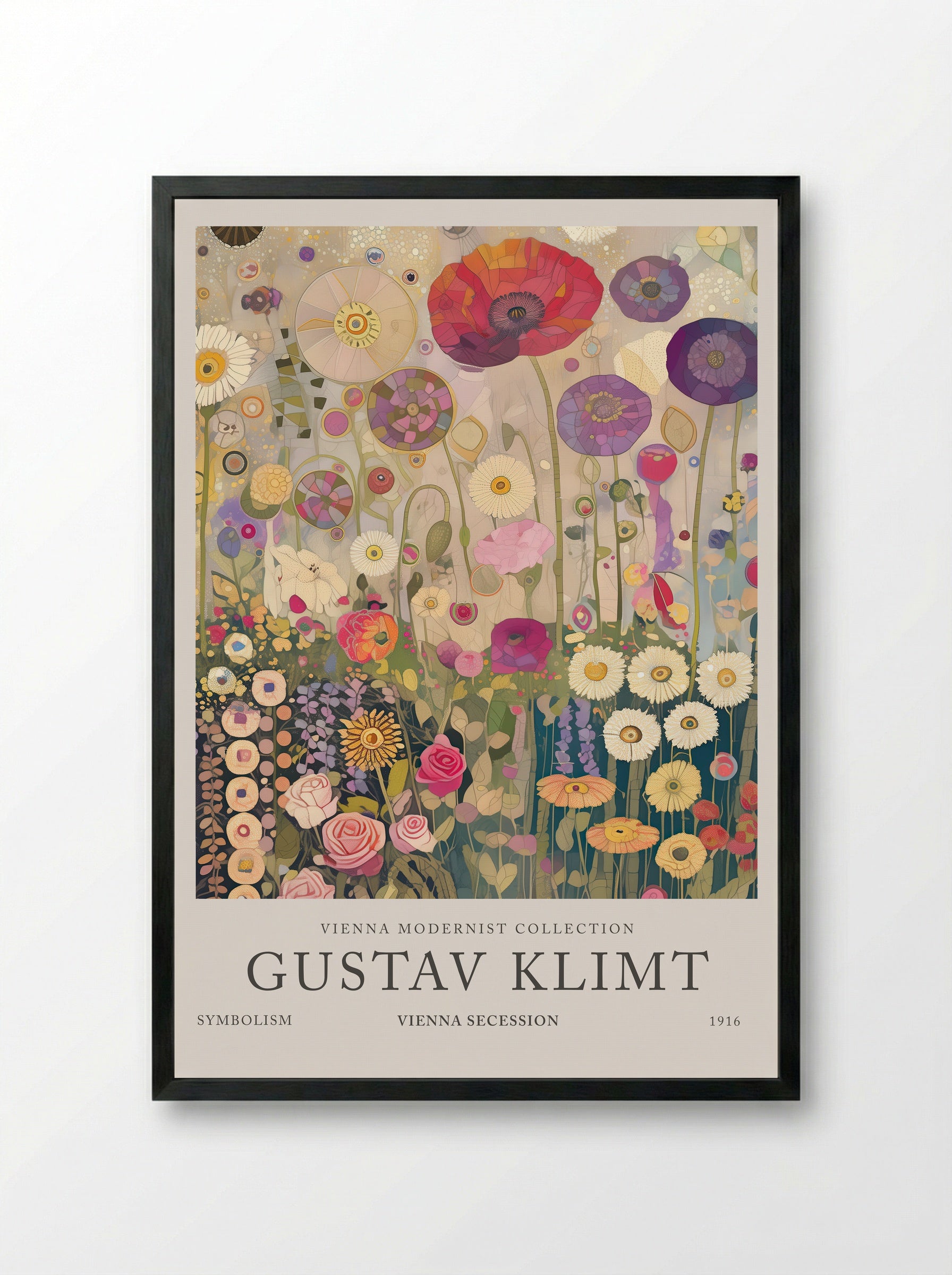 Radiant Flower Waltz - Gustav Klimt - Framed Print Black