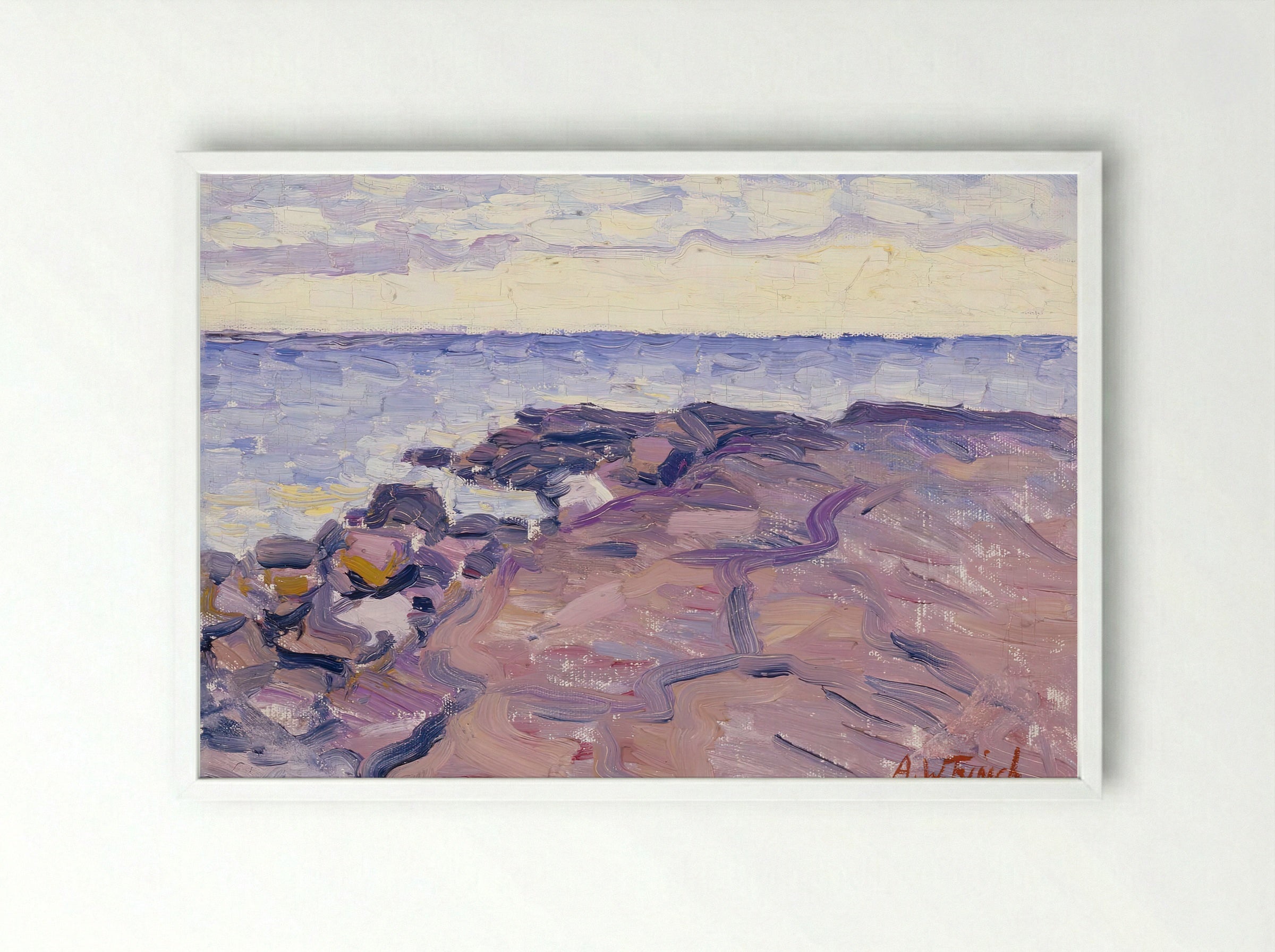 Rantakallioita (Coastal Rocks) - Alfred William Finch - Framed Print White