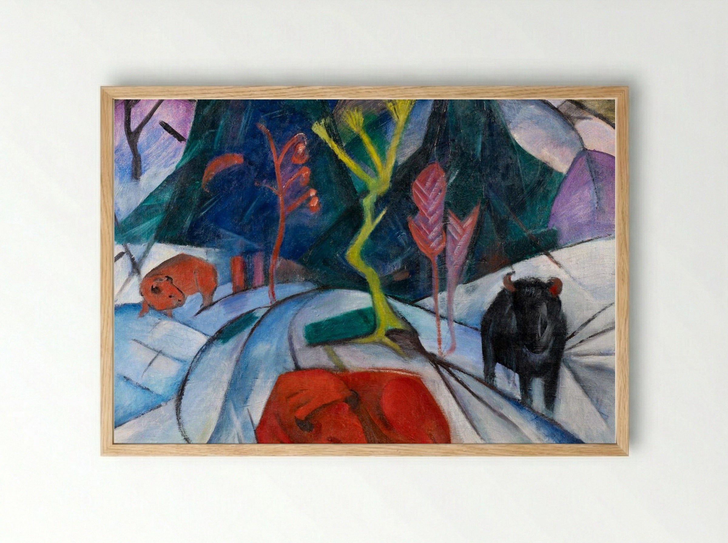 Bison in Winter (Red Bison) - Franz Marc - Framed Print Wood