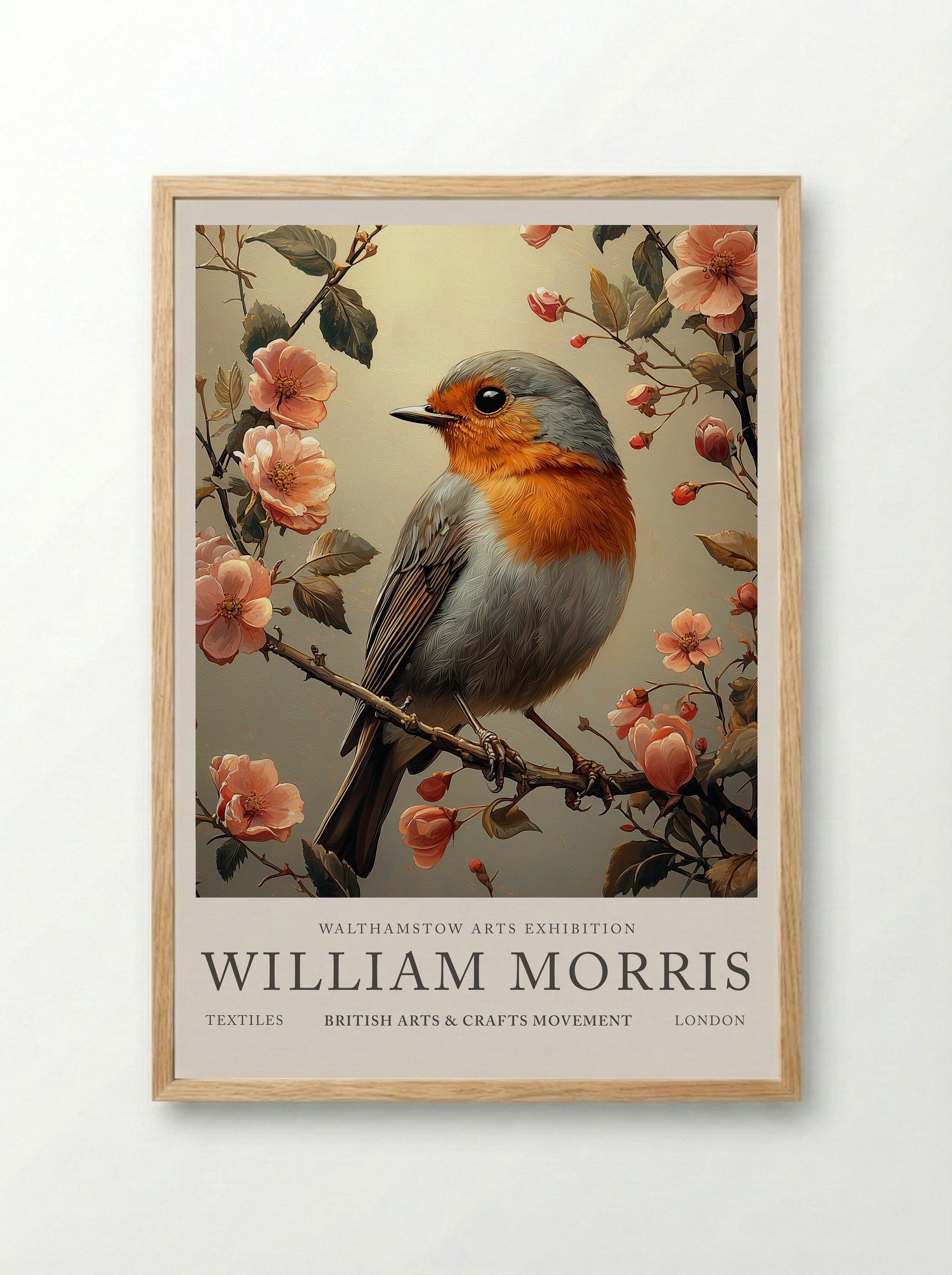 Robin Reflection - William Morris - Framed Print Wood