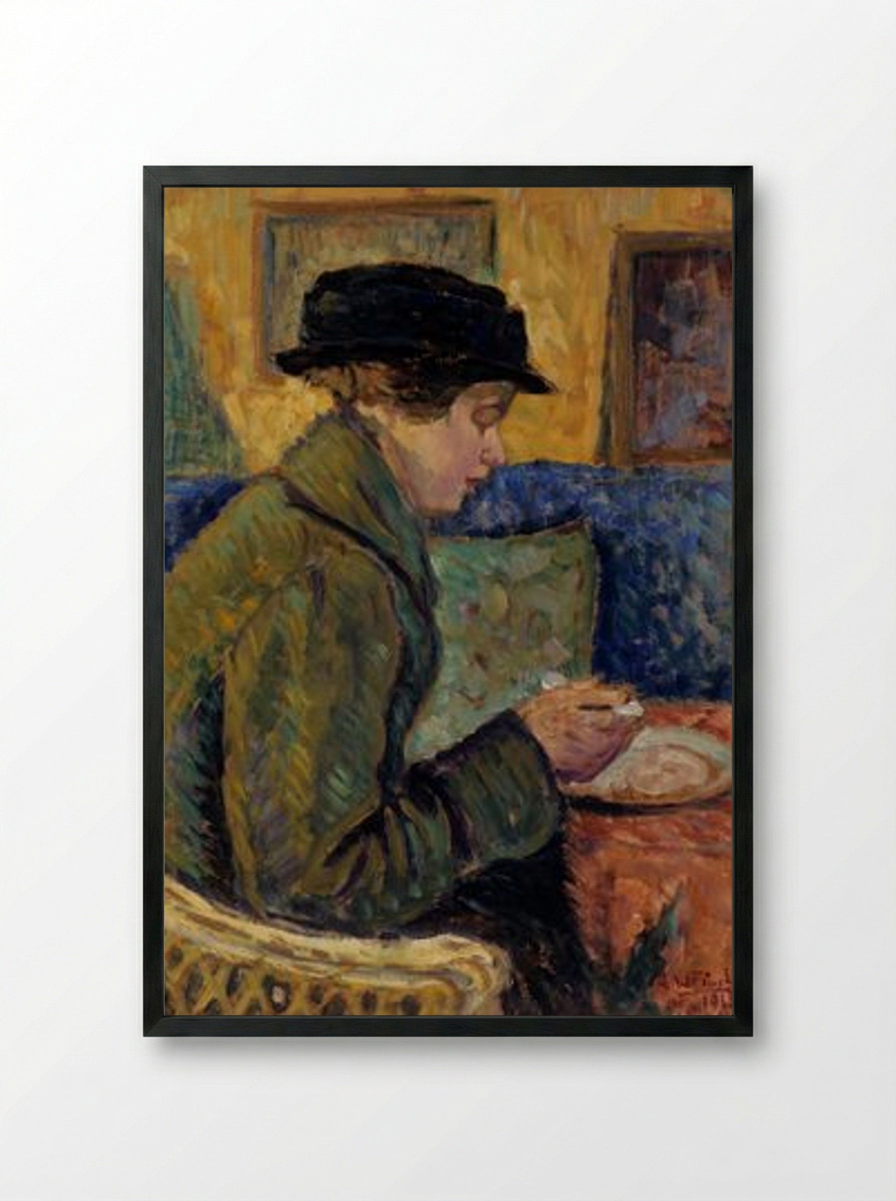 Woman in Profile - Alfred William Finch - Framed Print Black