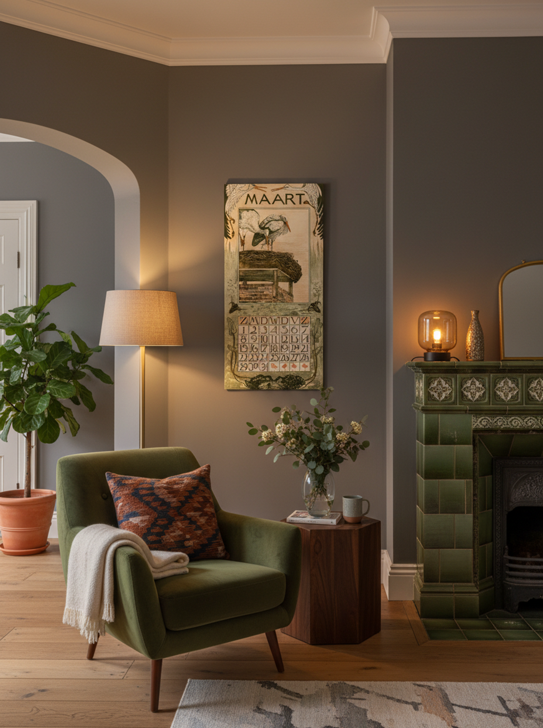 Kalenderblad Maart met Ooievaars - Theo van Hoytema - Lifestyle