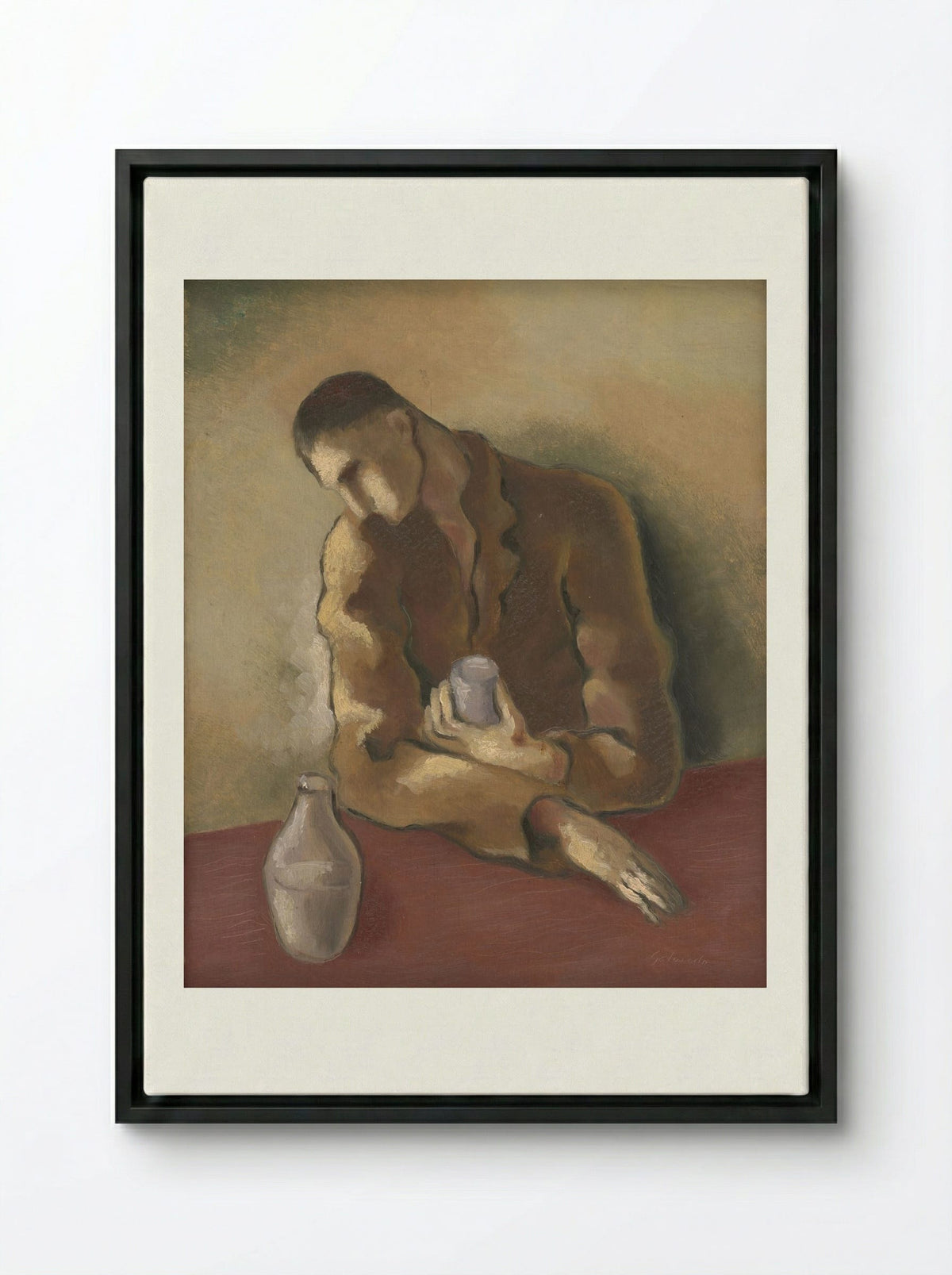 Drunkard - Mikuláš Galanda - Framed Canvas Black