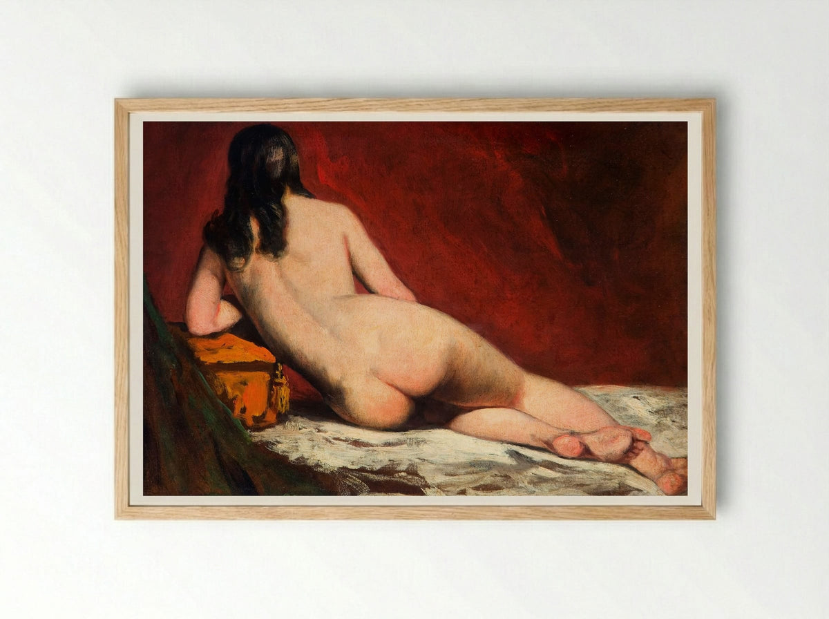 Nude Study of a Reclining Woman - William Etty - Framed Print Wood