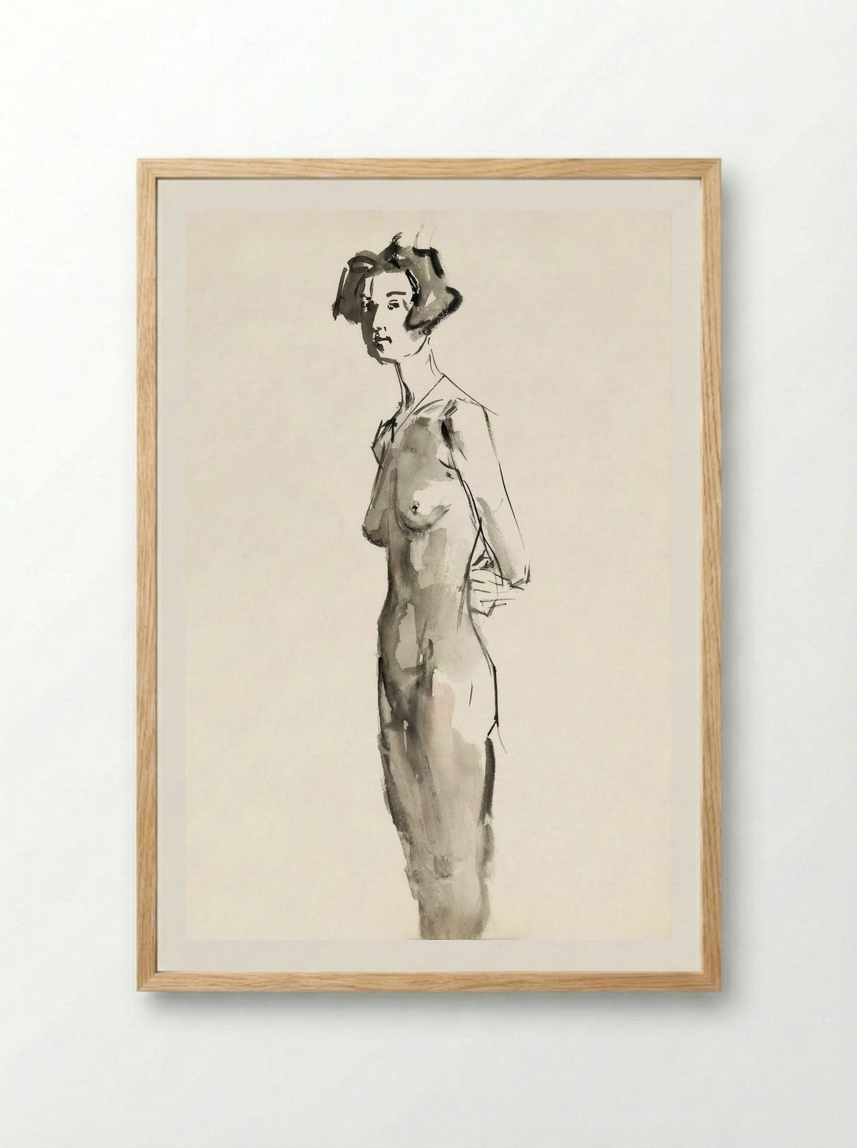 Standing Female Nude - Isaac Israels - Framed Print Wood