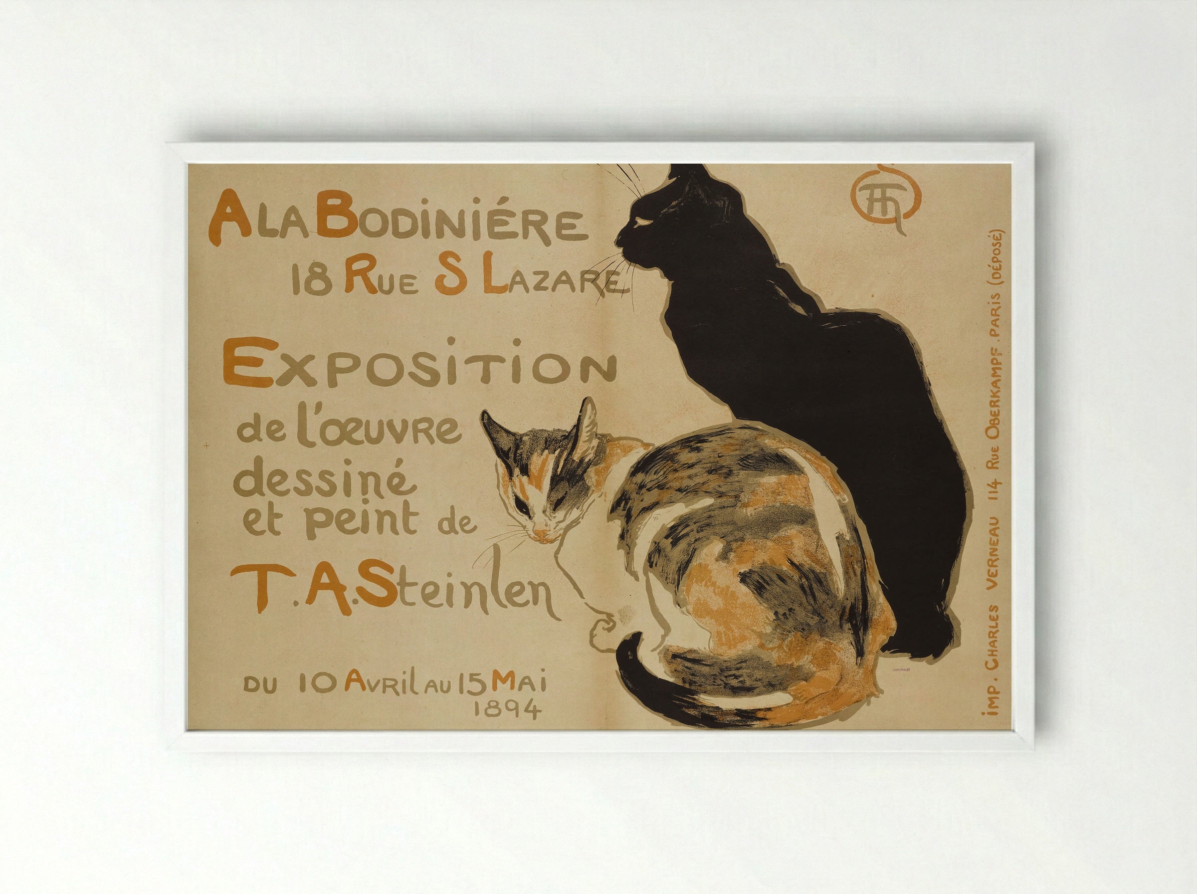 A la Bodinière, 18 Rue St. Lazare - Théophile Steinlen - Framed Print White