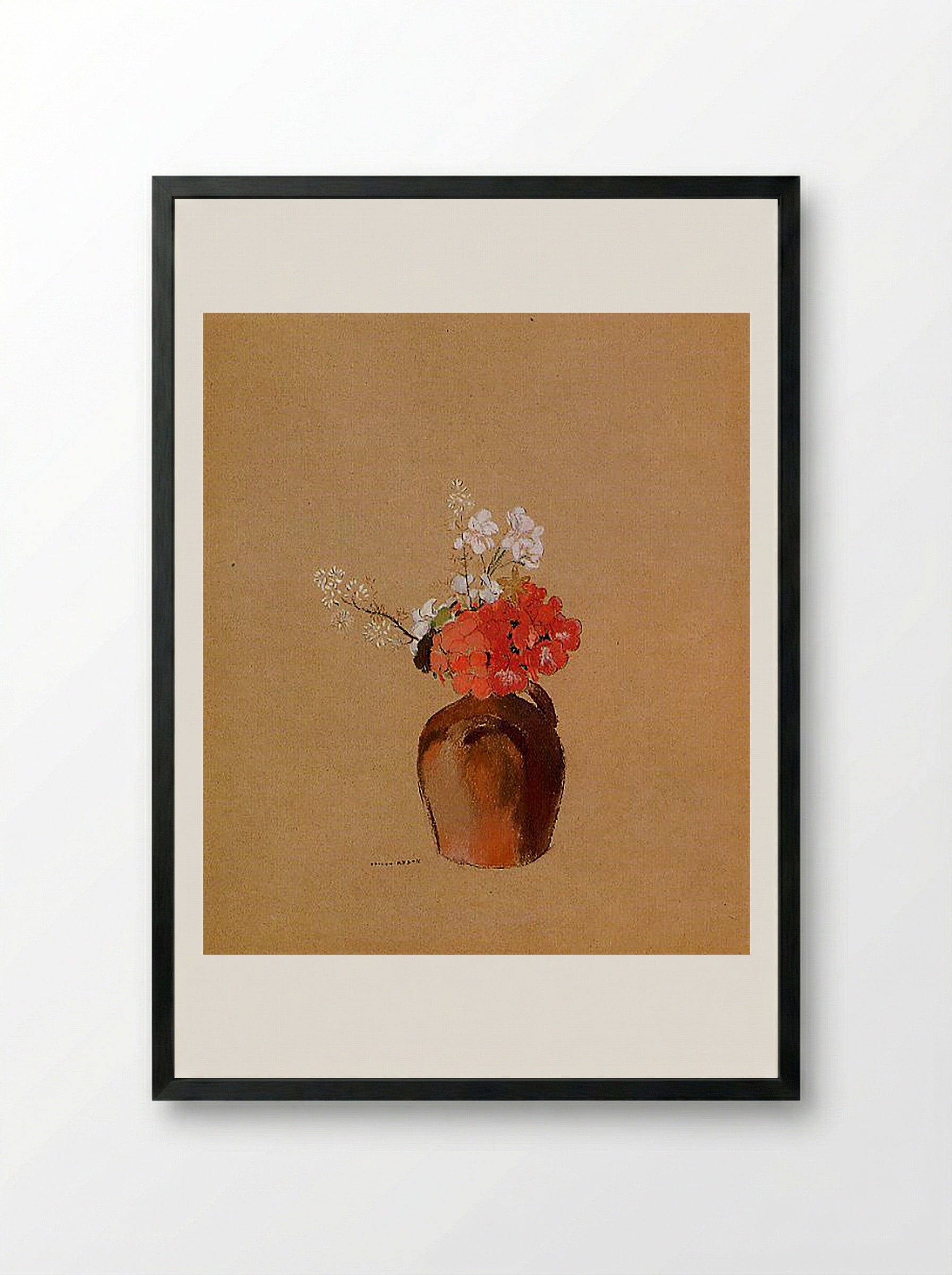 Flowers in a Pot - Odilon Redon - Framed Print Black