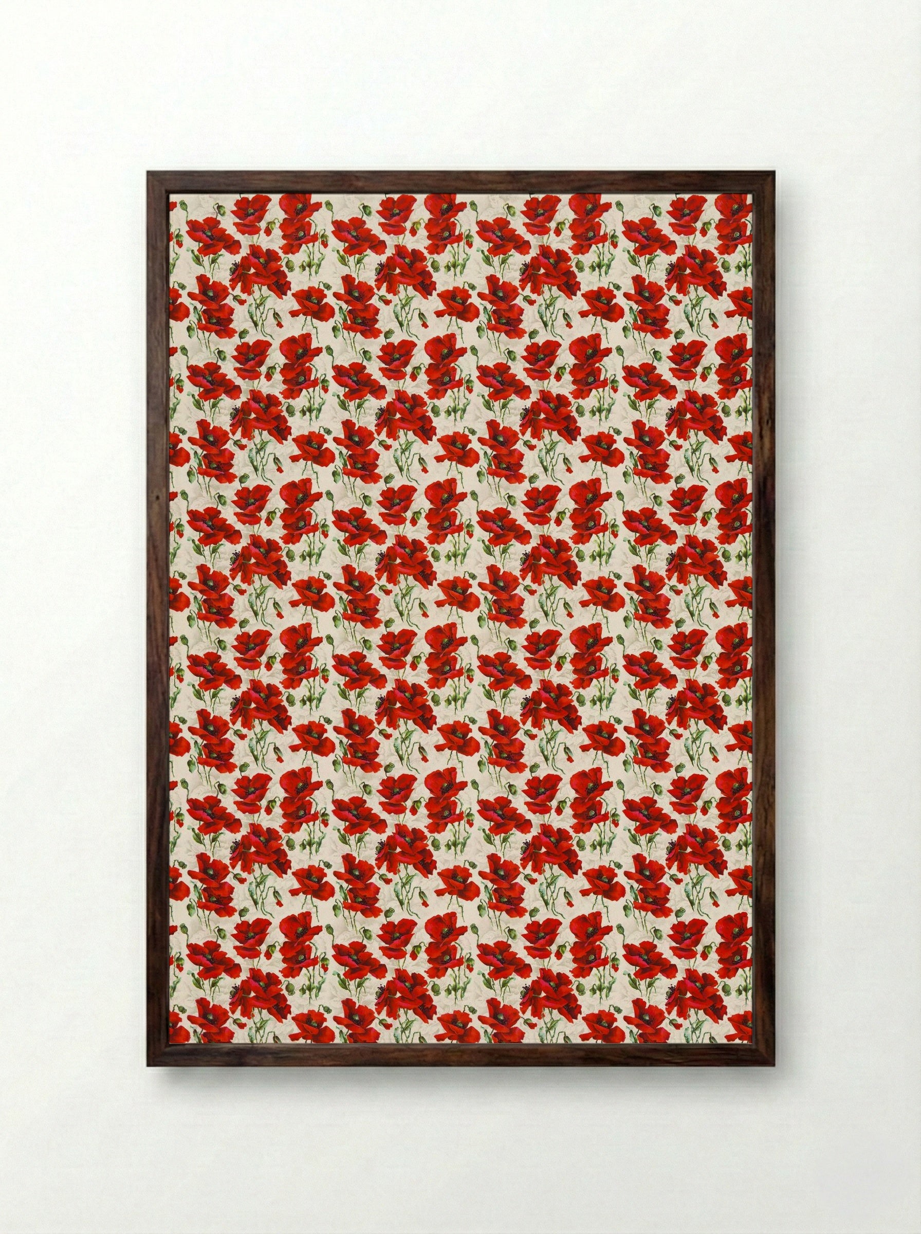 Red Poppy Design - Fine Art Print - Framed Print Dark Wood