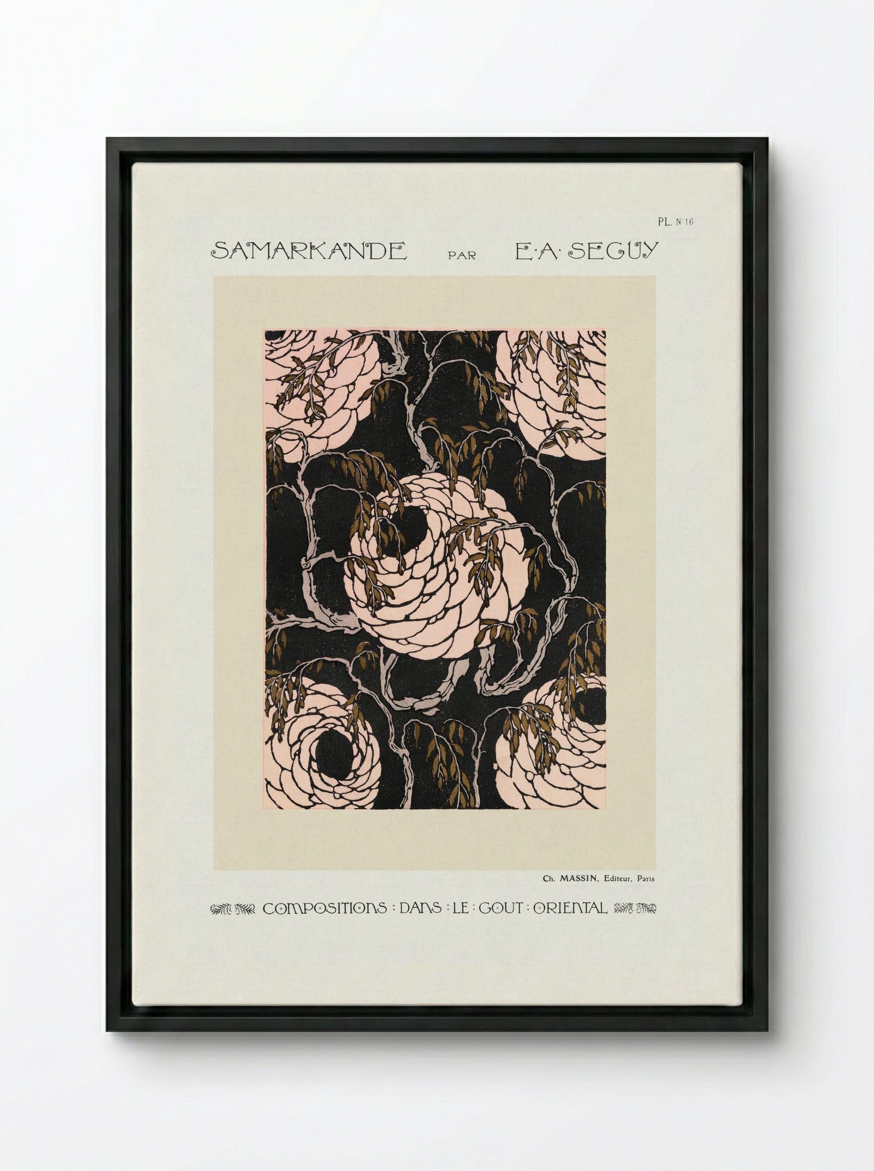 Samarkande, Plate 16 (Floral Composition in the Oriental Style) - Émile-Allain Séguy - Framed Canvas Black