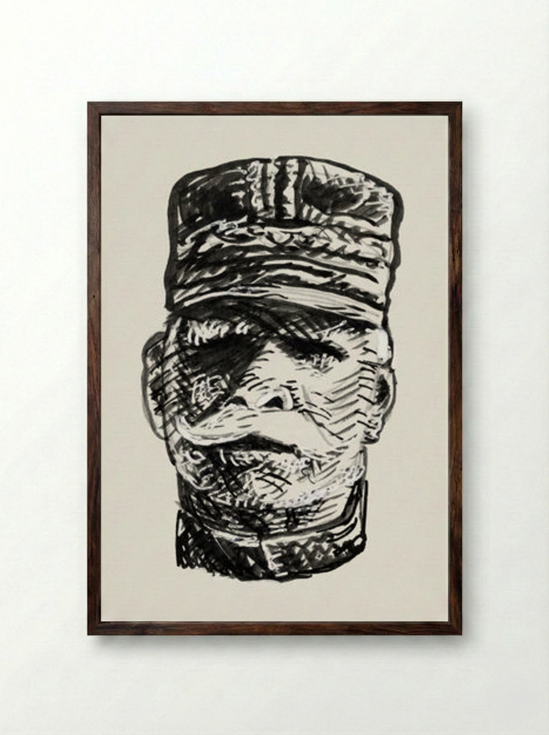 Portrait of General Joseph Jacques Césaire Joffre - Leo Gestel - Framed Print Dark Wood