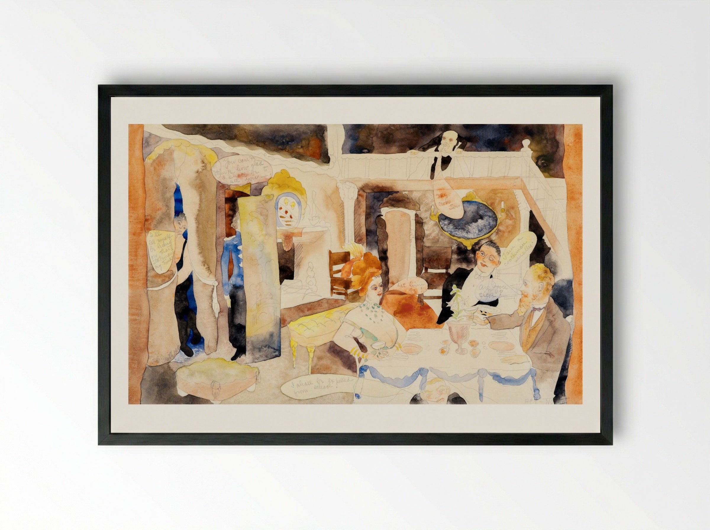 Lulu and Alva Schön at Lunch - Charles Demuth - Framed Print Black