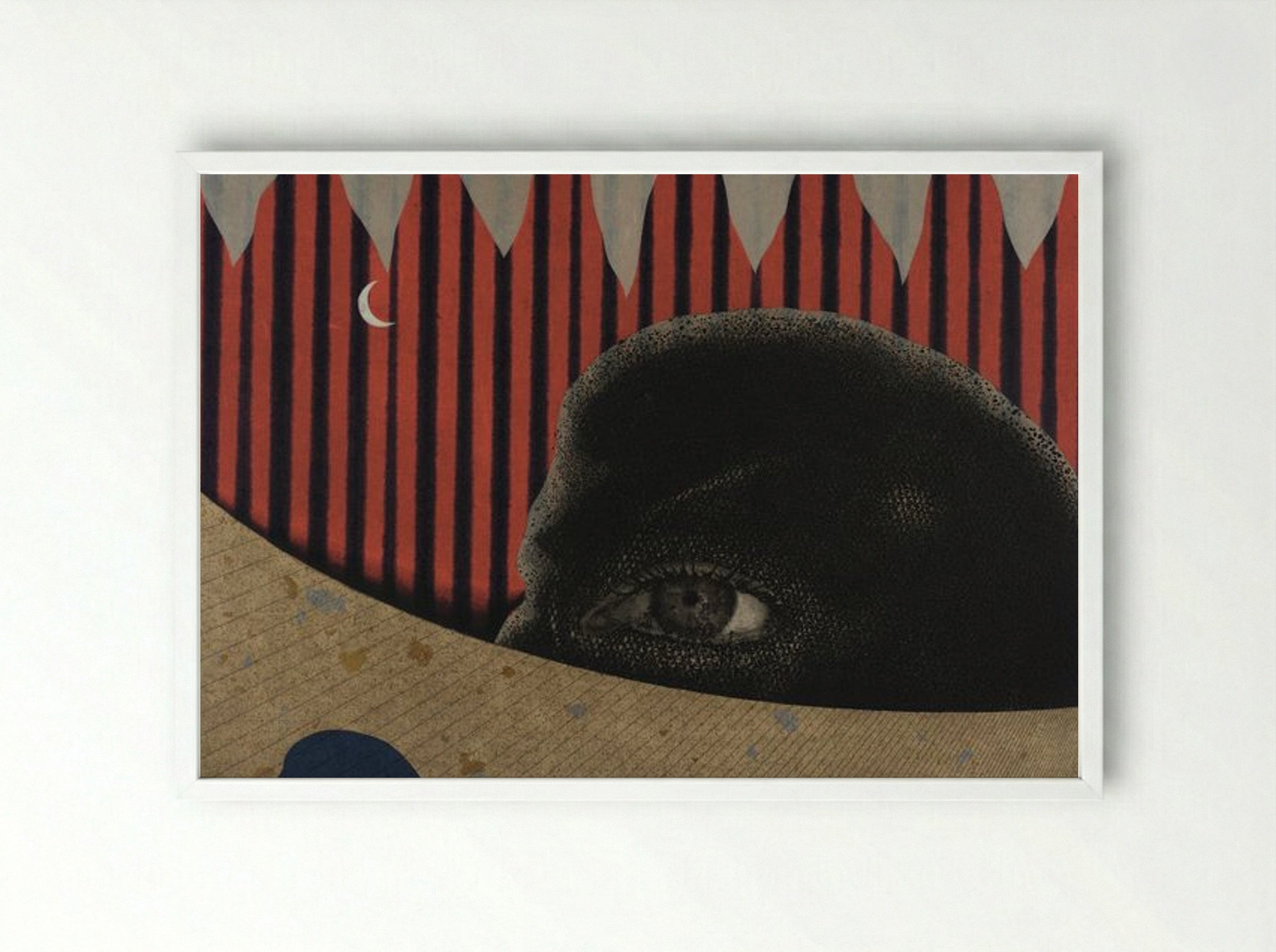 Surrealist Landscape with Eye - Fine Art Print - Framed Print White