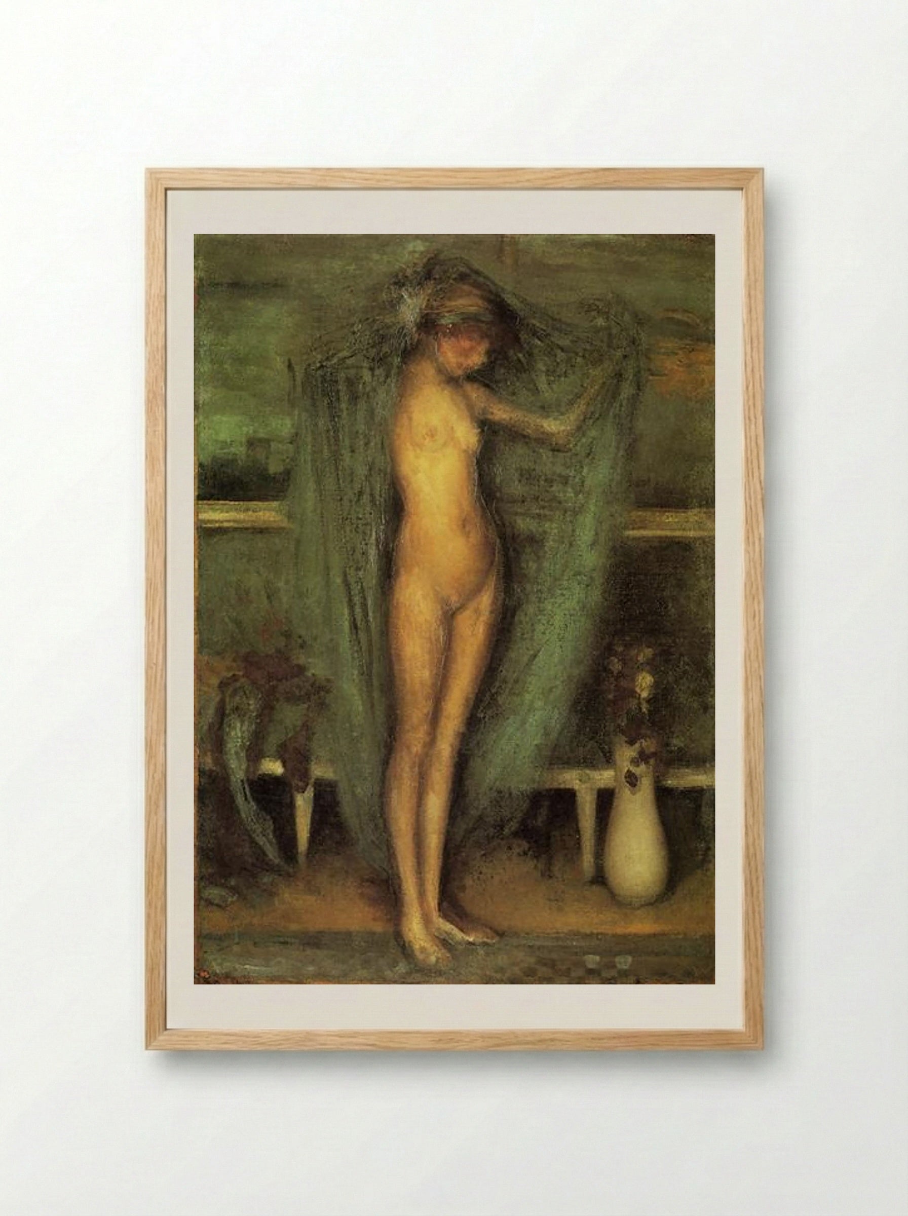 Harmony in Blue and Gold: The Little Blue Girl - James McNeill Whistler - Framed Print Wood