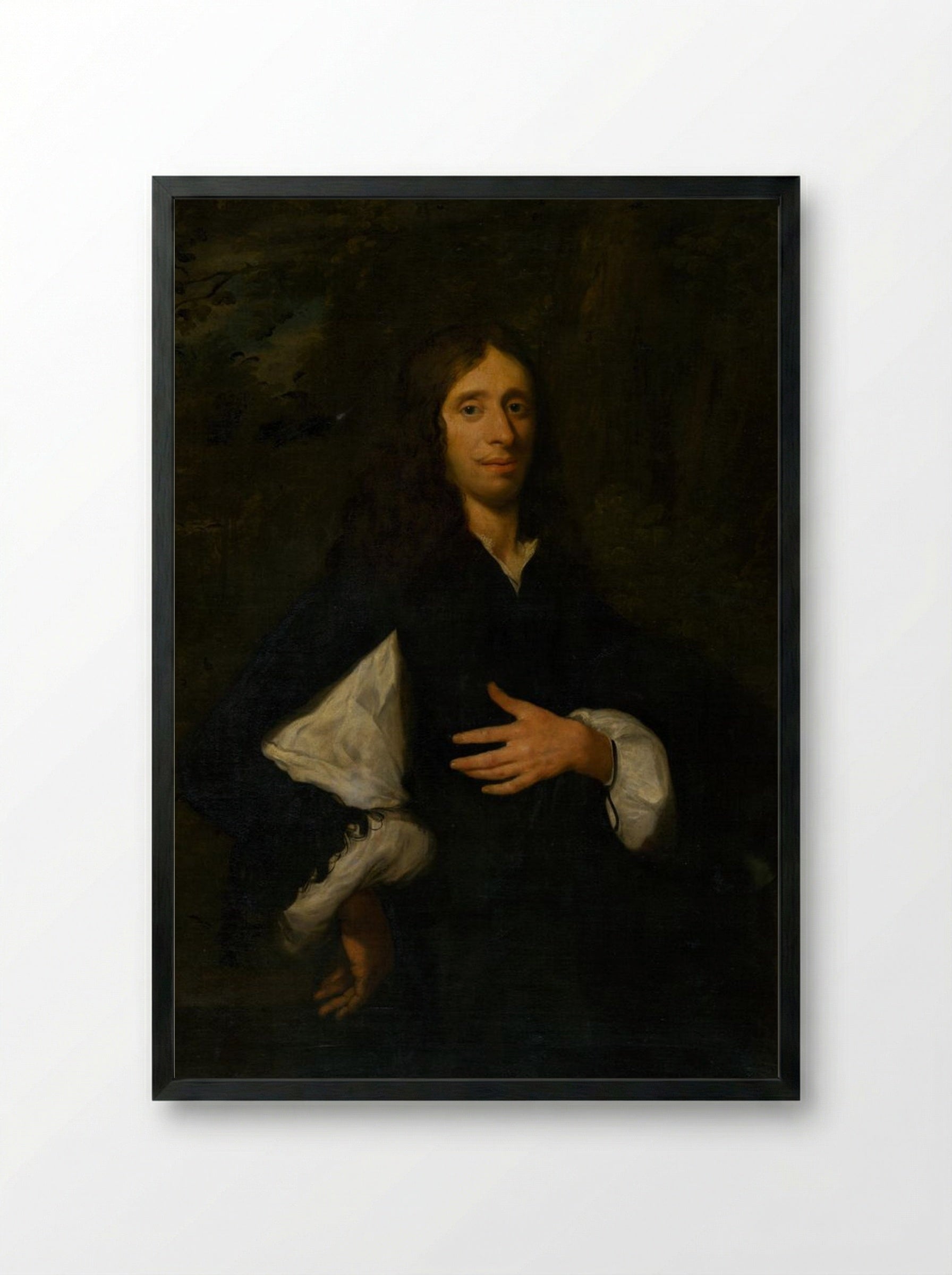 Portrait of a Gentleman - Caspar Netscher - Framed Print Black