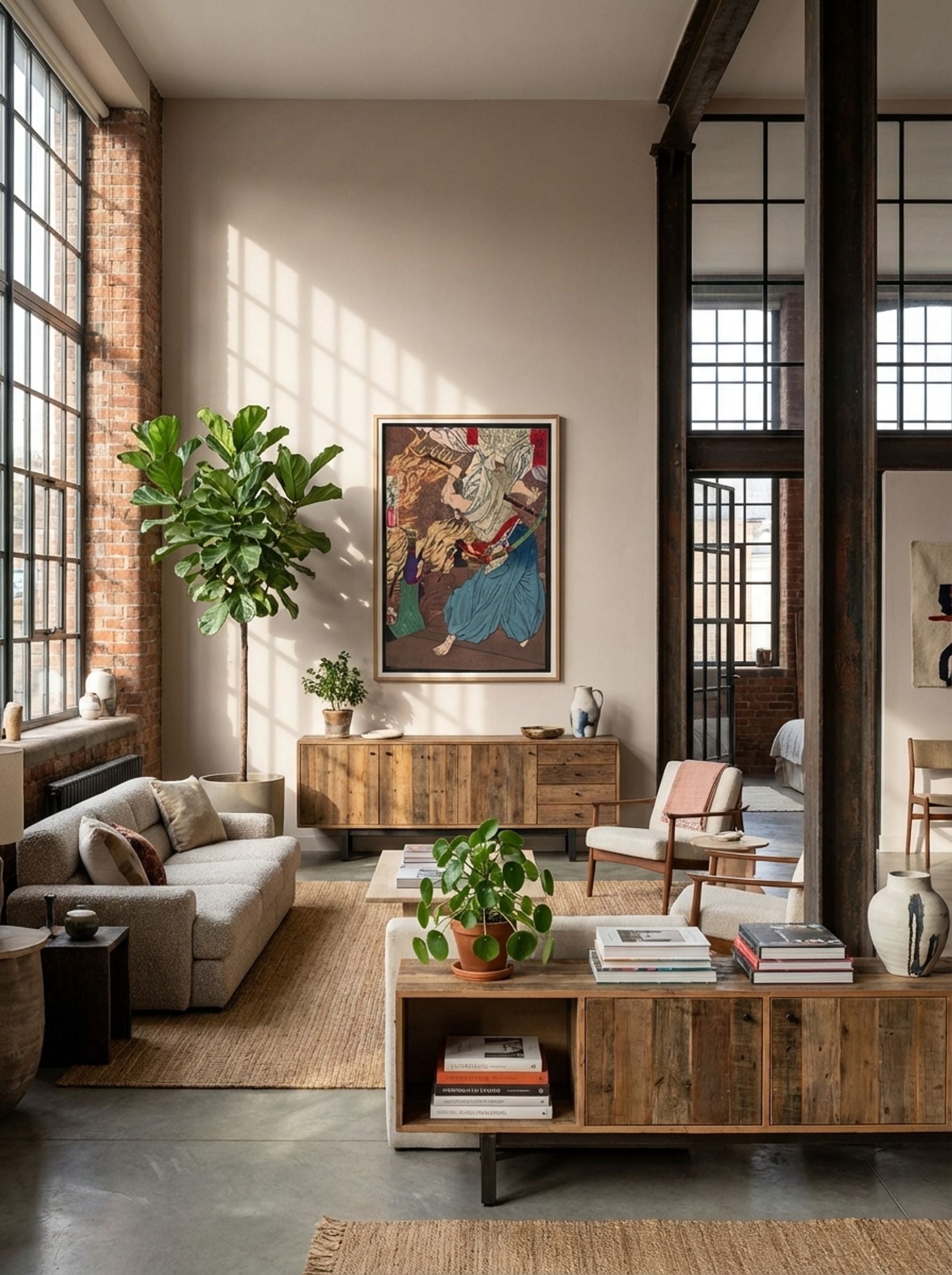 Oda Nobunaga Fighting with Another Warrior Whom He Knocks off a Building into a Raging Inferno - Tsukioka Yoshitoshi - Lifestyle