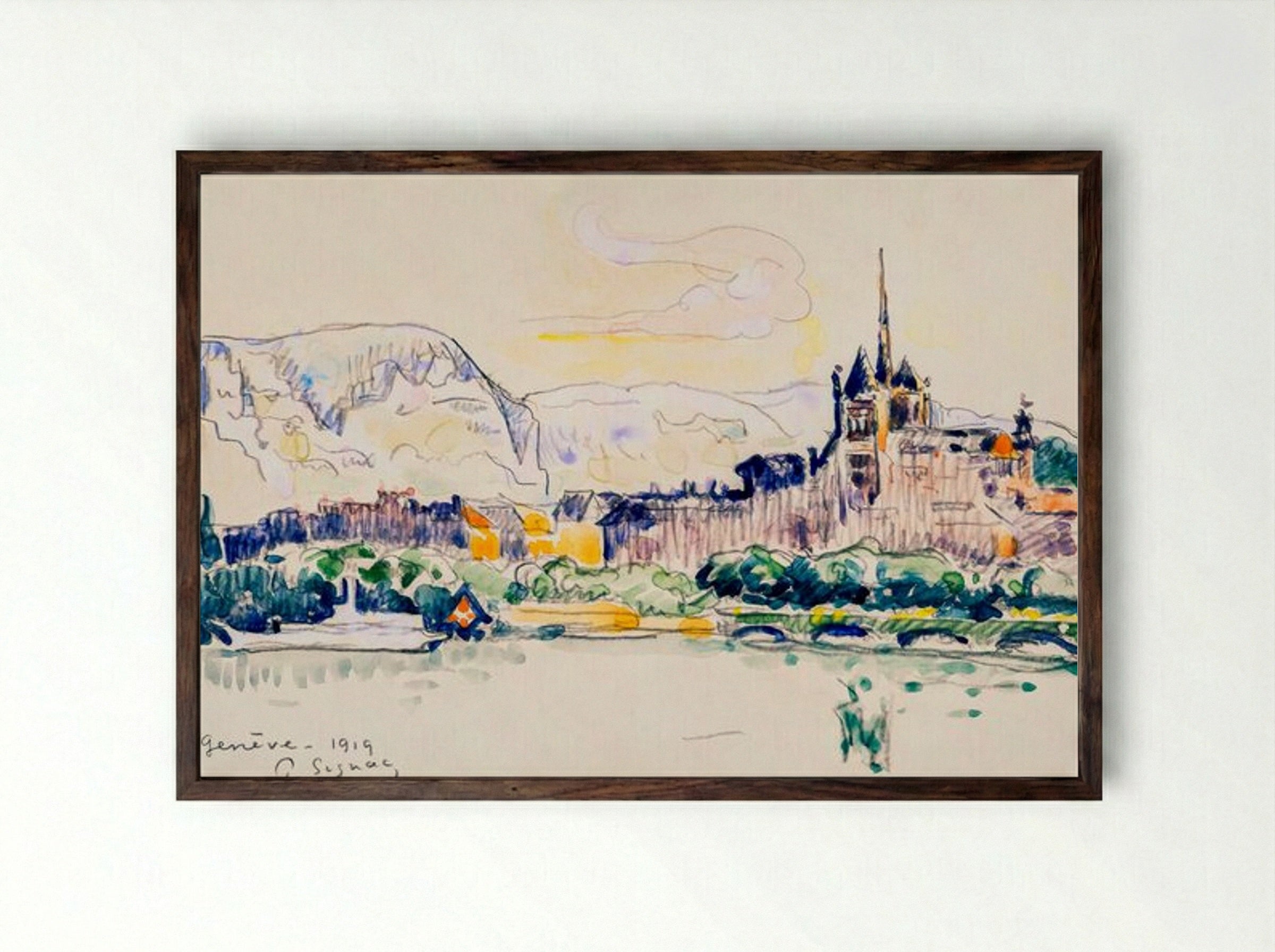 Geneva, 1919 - Paul Signac - Framed Print Dark Wood