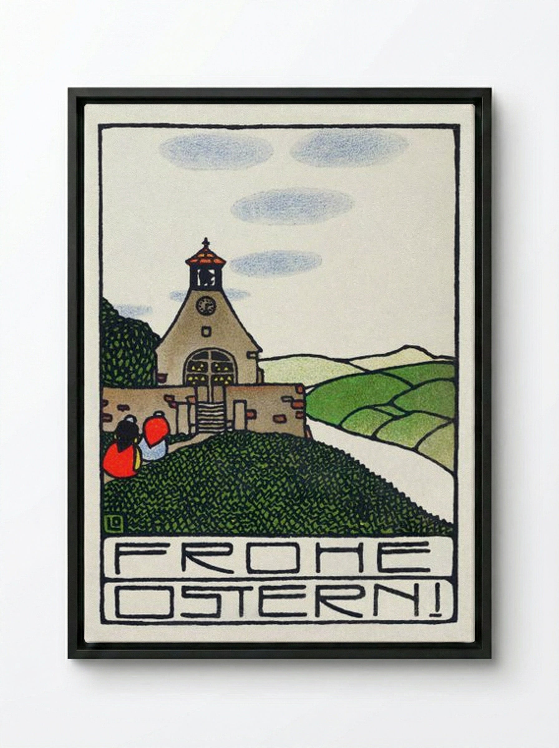 Happy Easter - Otto Friedrich Carl Lendecke - Framed Canvas Black