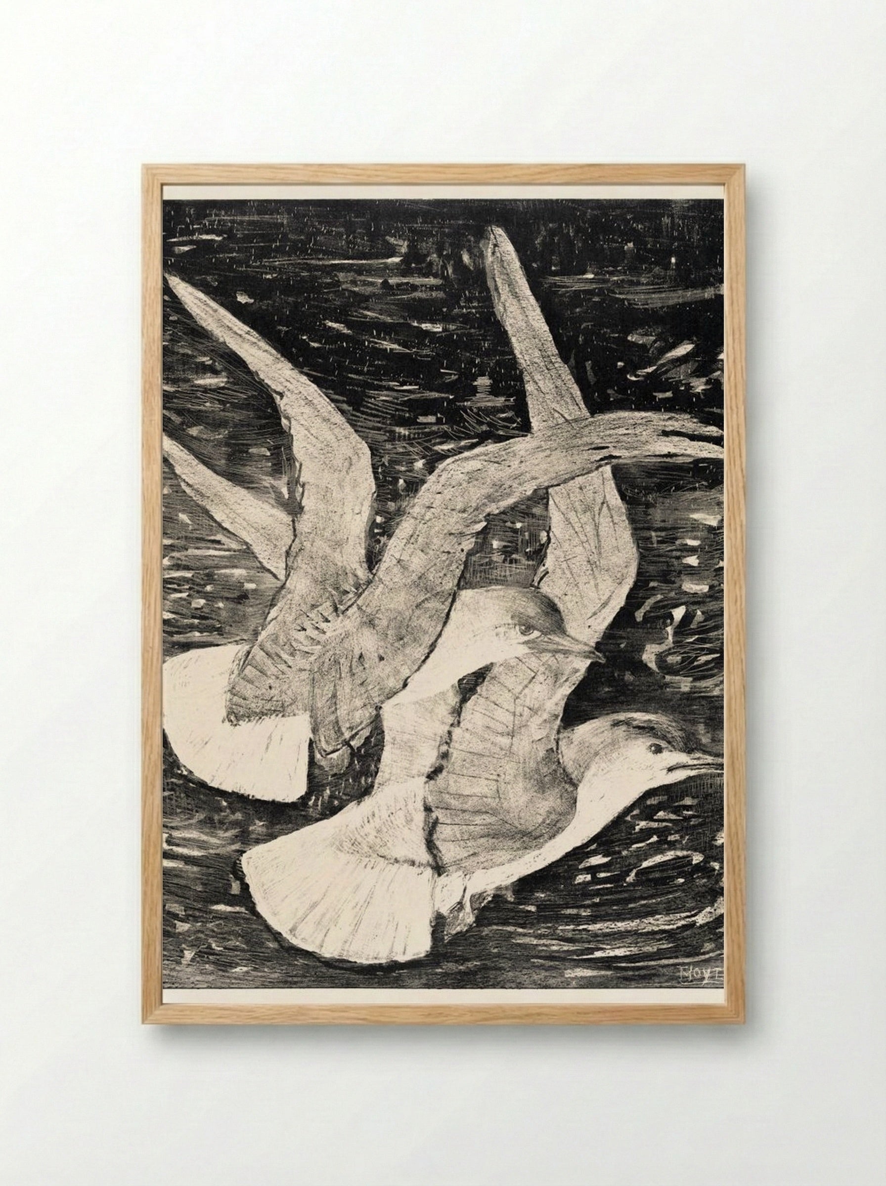 Two Flying Gulls - Theo van Hoytema - Framed Print Wood