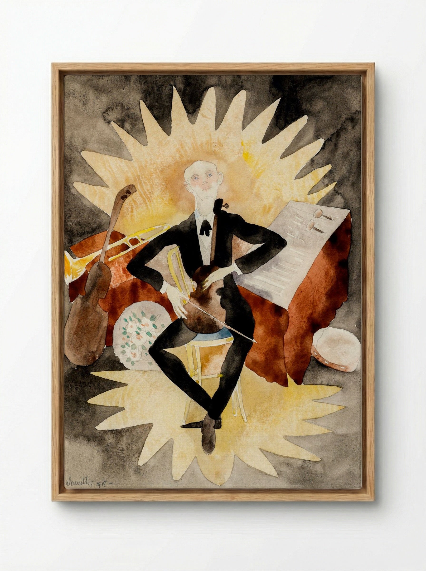 The Musician - Charles Demuth - Framed Canvas Wood