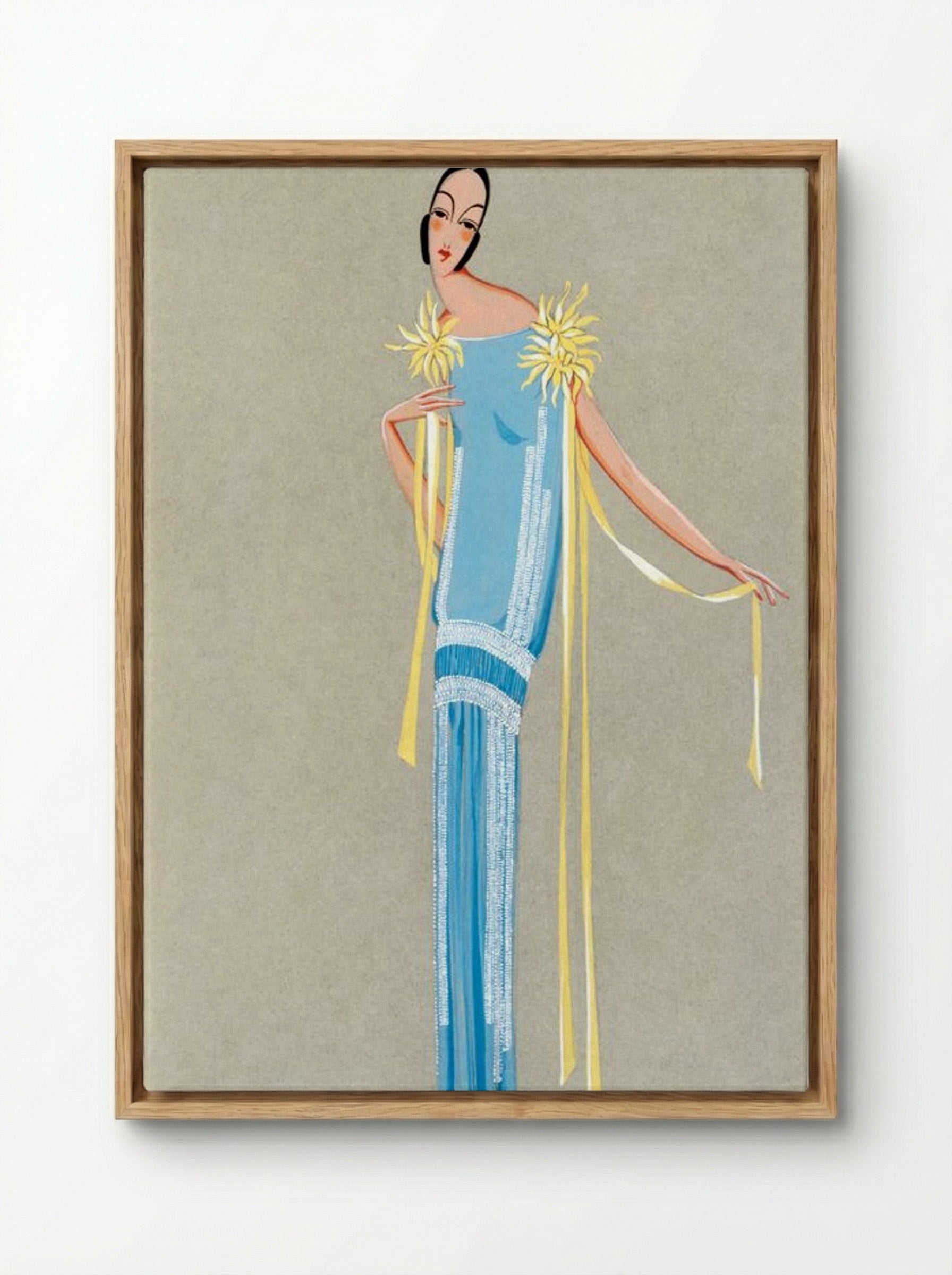 Design for 'L'Accroche-Coeur' Summer Dress, 1924 - Fine Art Print - Framed Canvas Wood