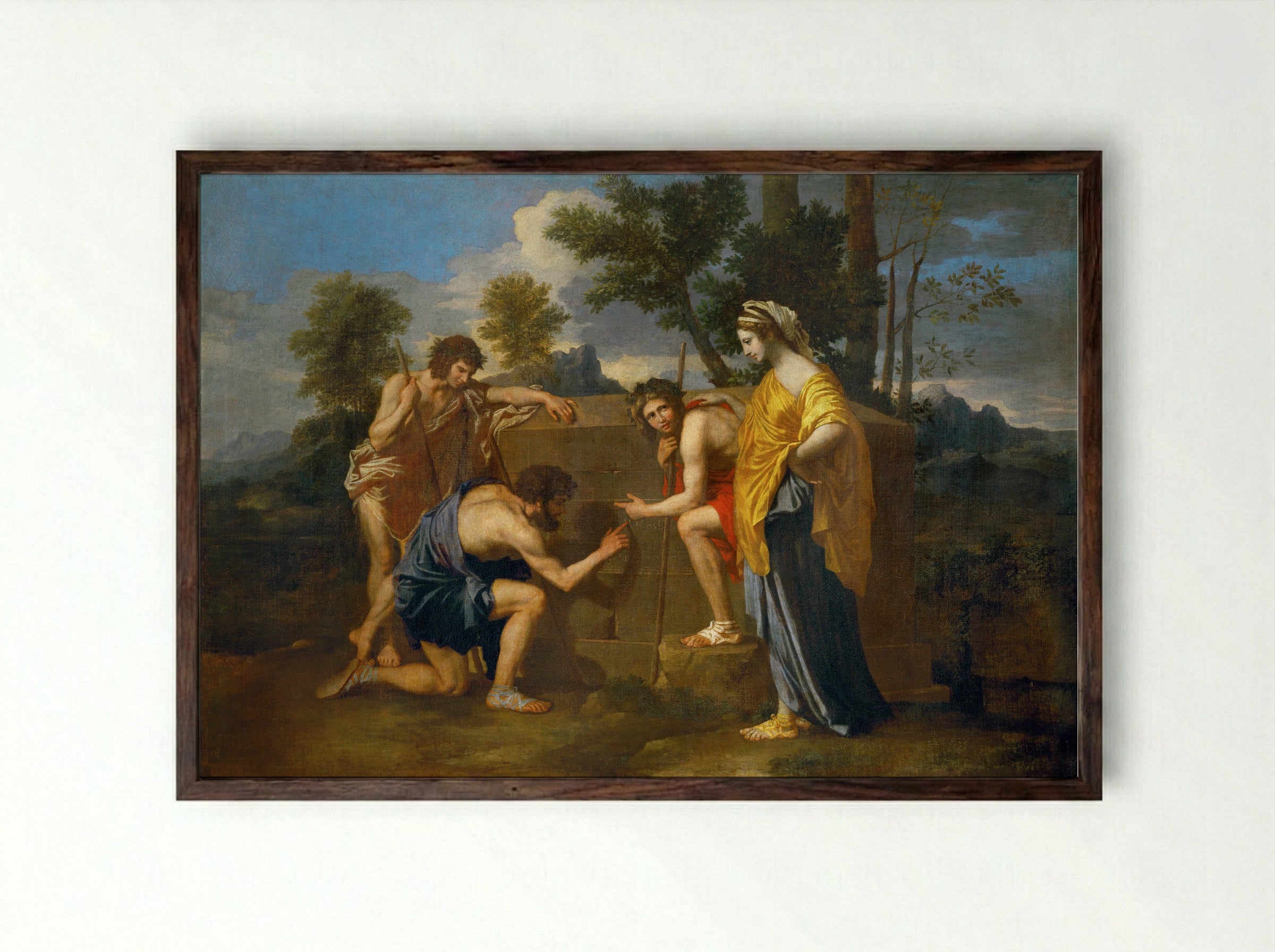 Et in Arcadia ego - Nicolas Poussin - Framed Print Dark Wood