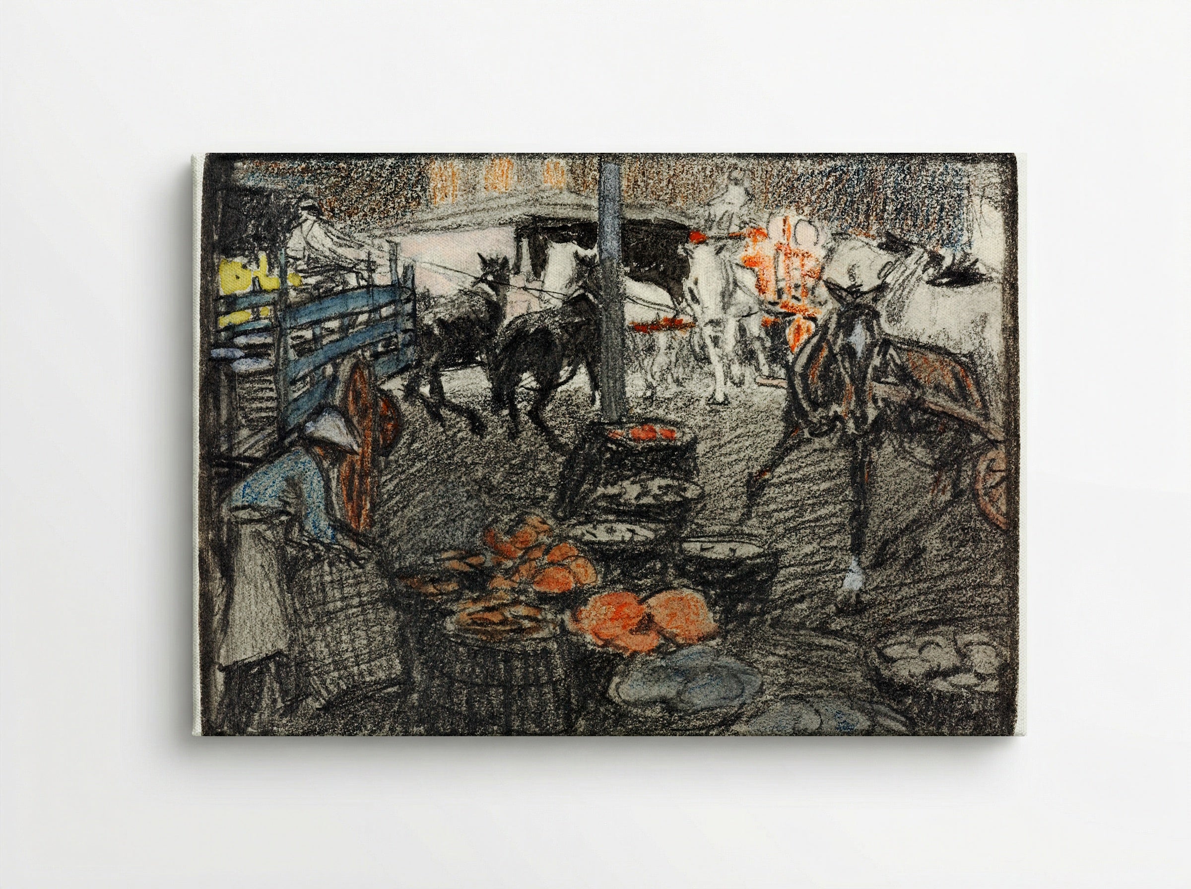 A Busy Market Scene - Edward Penfield - Canvas