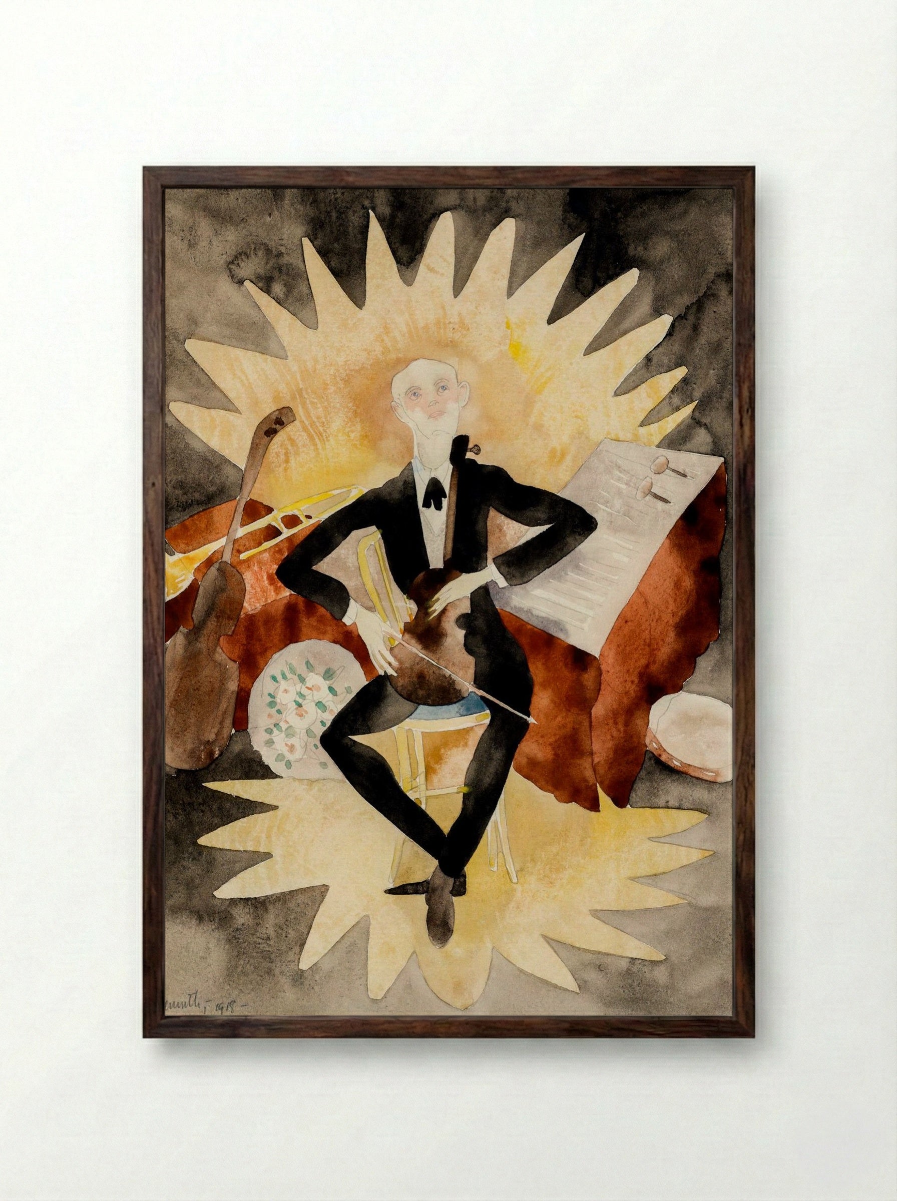 The Musician - Charles Demuth - Framed Print Dark Wood