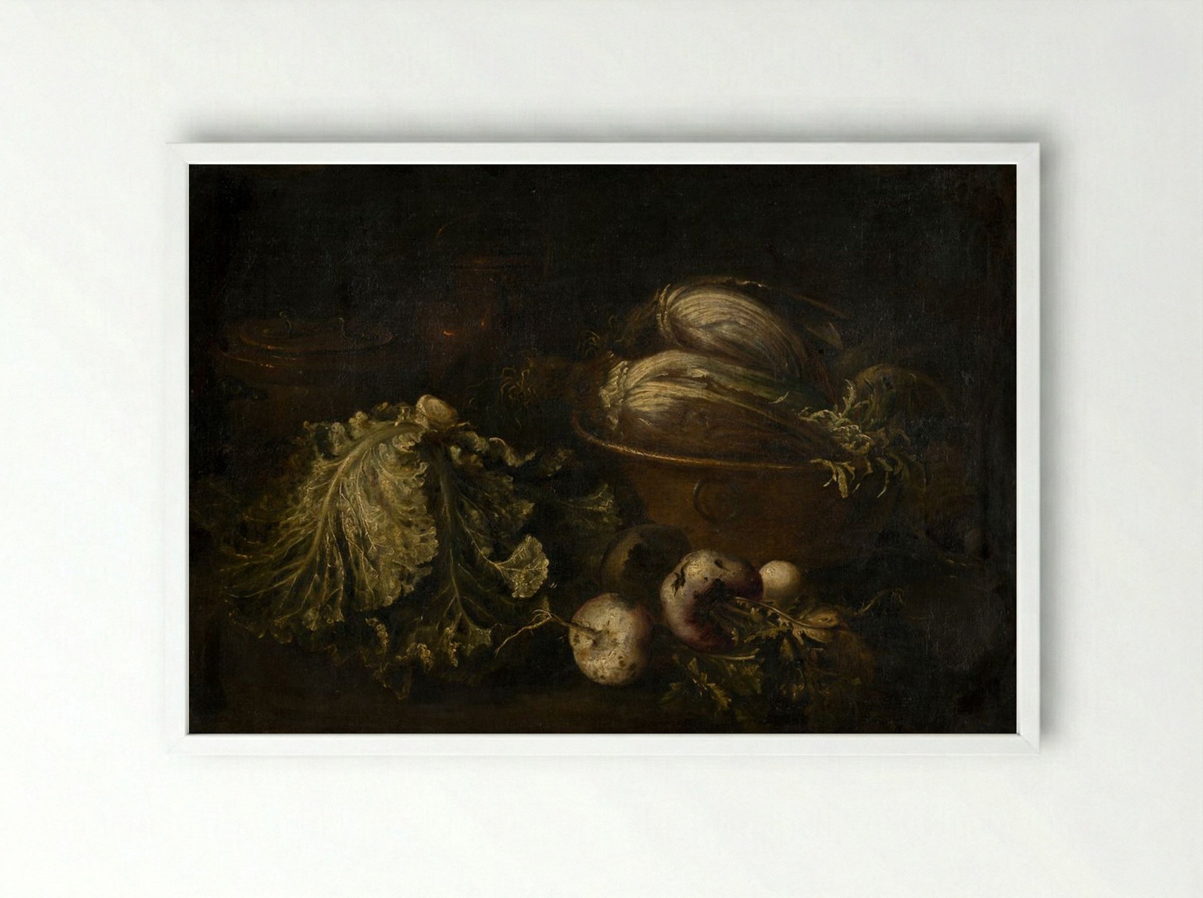 Still Life with Vegetables - Fine Art Print - Framed Print White