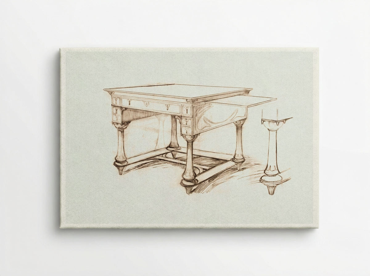 Project of an Office Table - Alphonse Mucha - Canvas