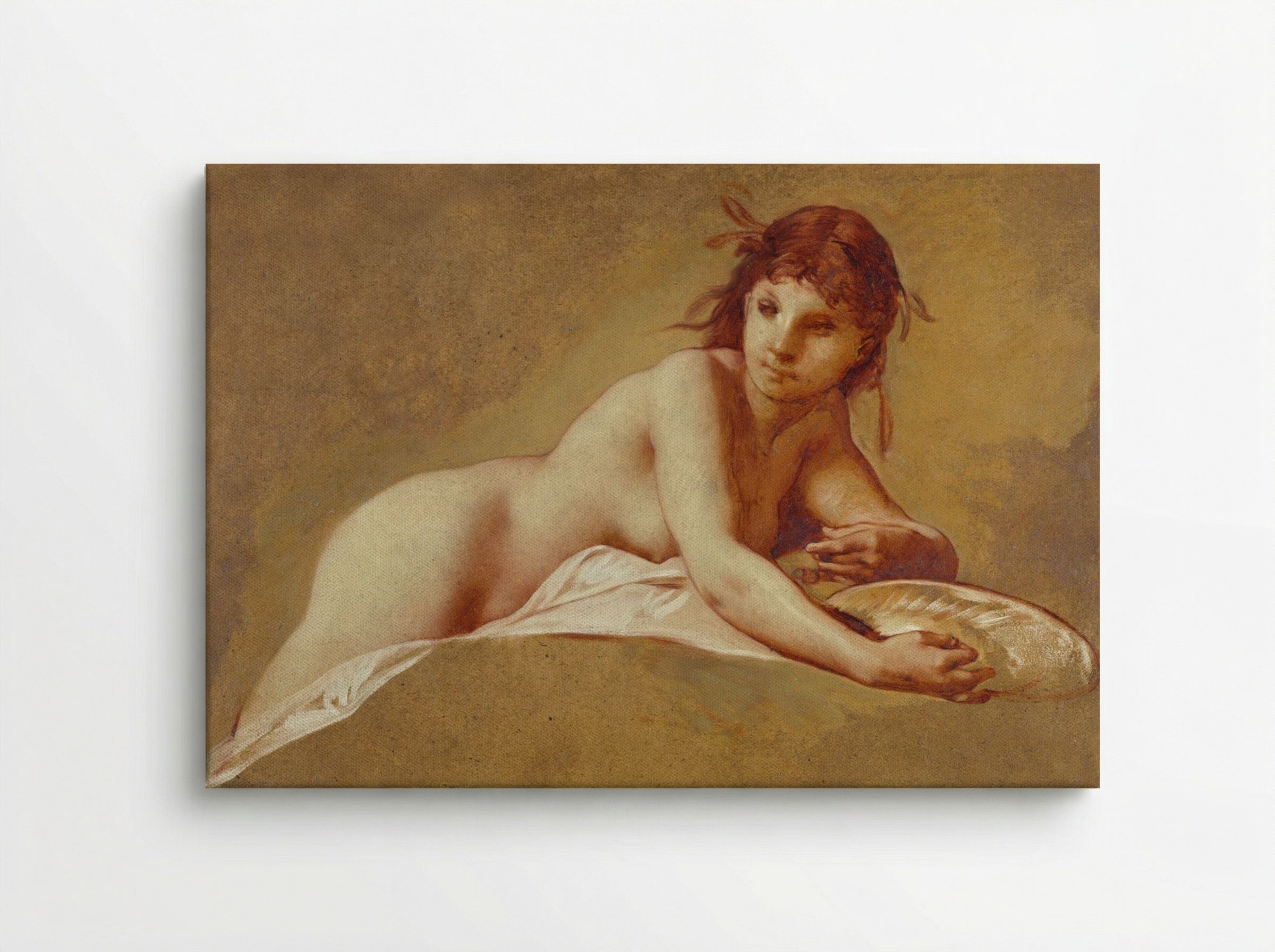 Reclining Nude with Seashell - Pierre-Victor Galland - Canvas