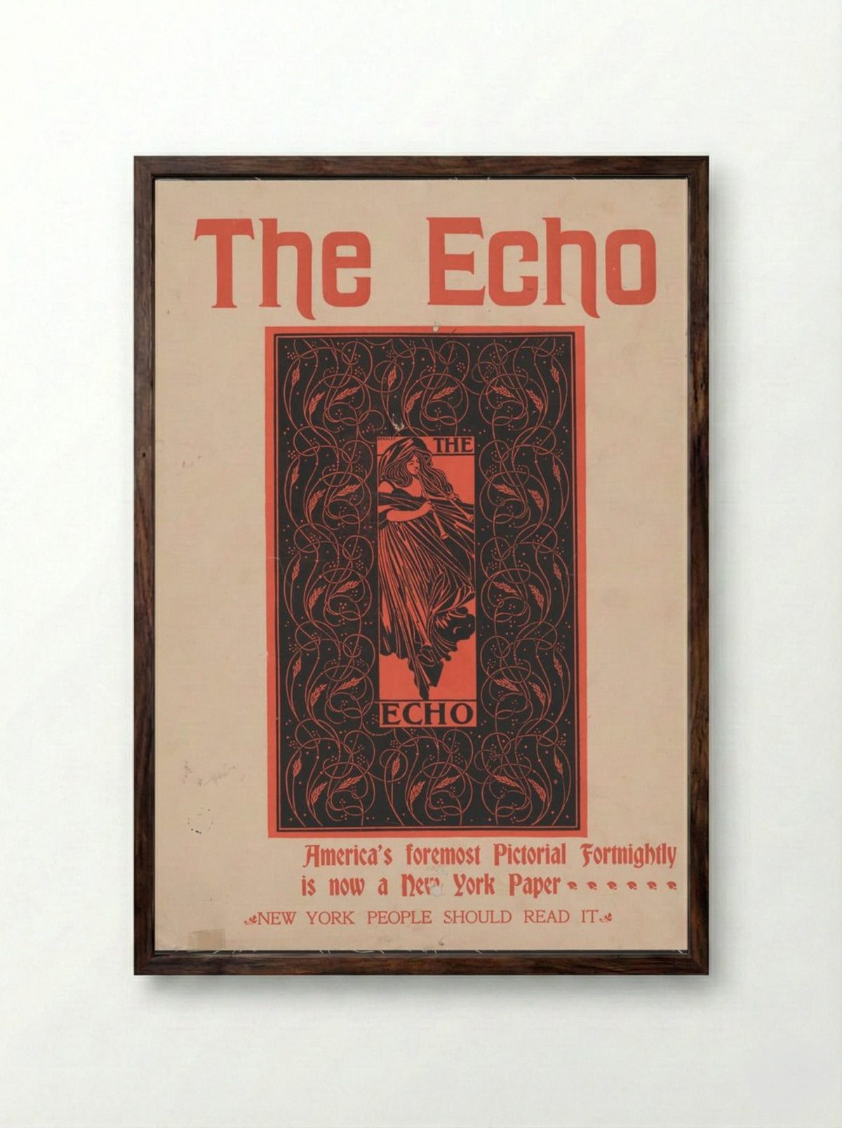 The Echo - America's Foremost Pictorial Fortnightly - Will H. Bradley - Framed Print Dark Wood