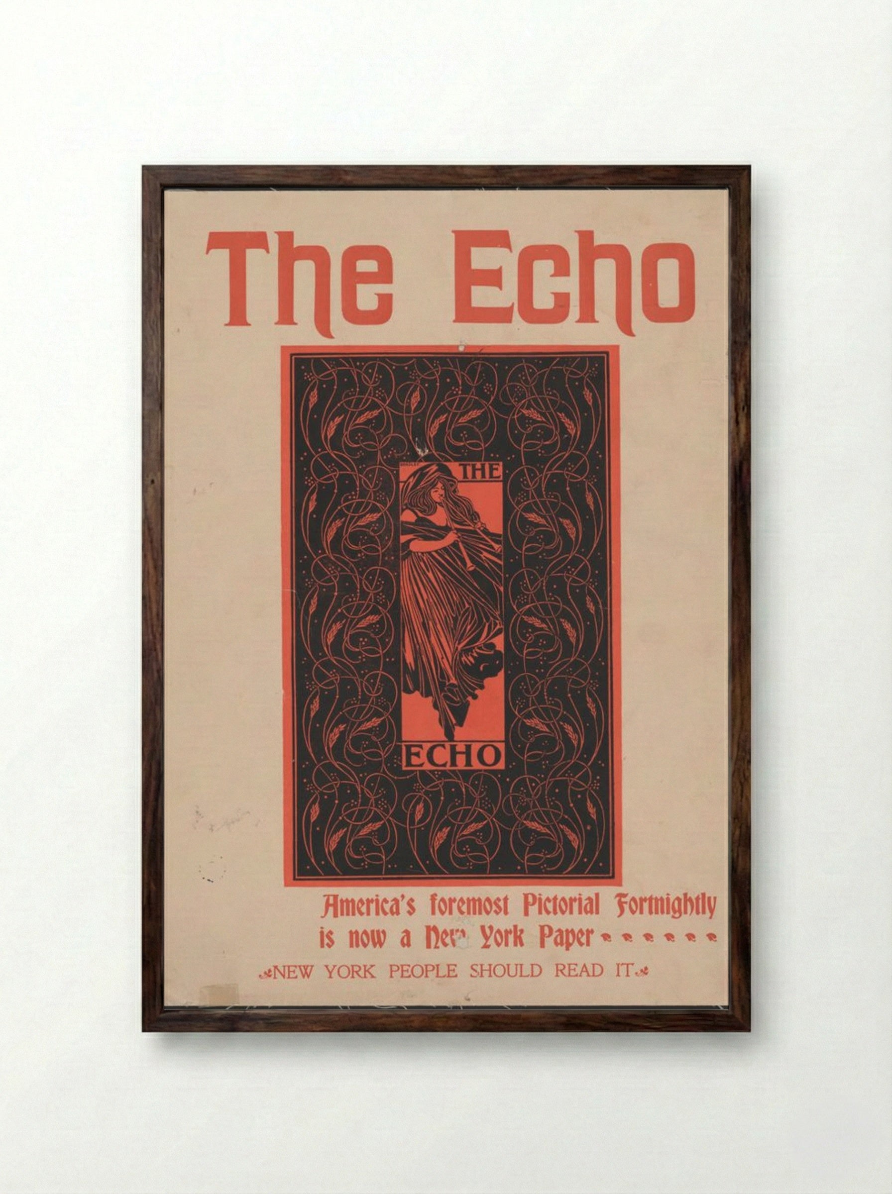 The Echo - America's Foremost Pictorial Fortnightly - Will H. Bradley - Framed Print Dark Wood