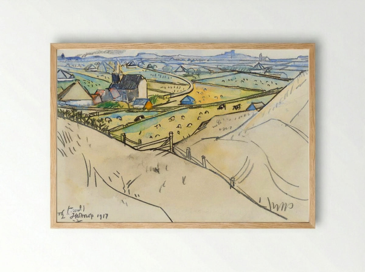 View from the Dunes on Koog in Texel - Jan Toorop - Framed Print Wood