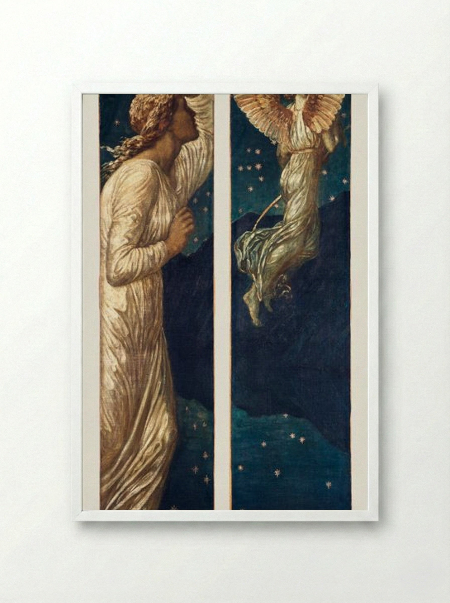 Cupid Flying Away from Psyche - Sir Edward Burne-Jones - Framed Print White