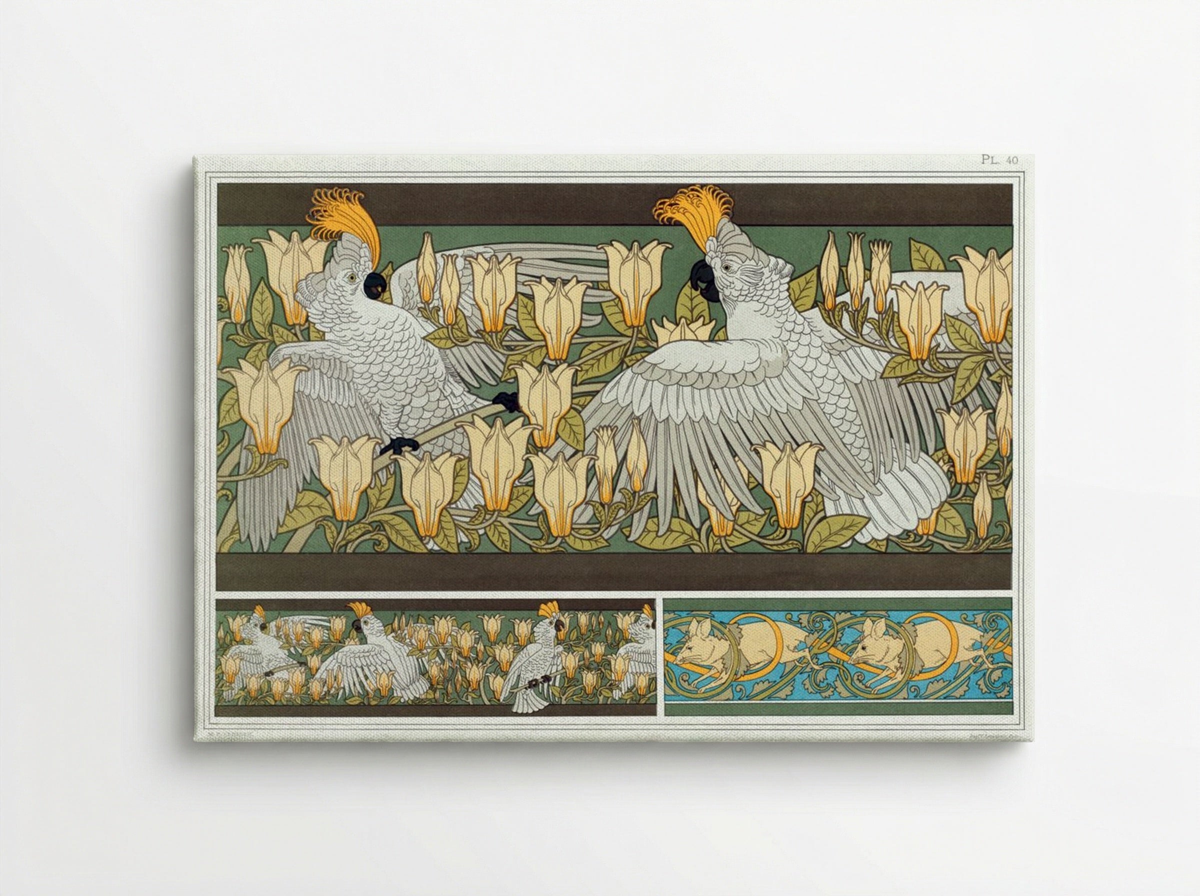 Cacatoès et Magnolia, Bordure; Souris Blanches - Maurice Pillard Verneuil - Canvas