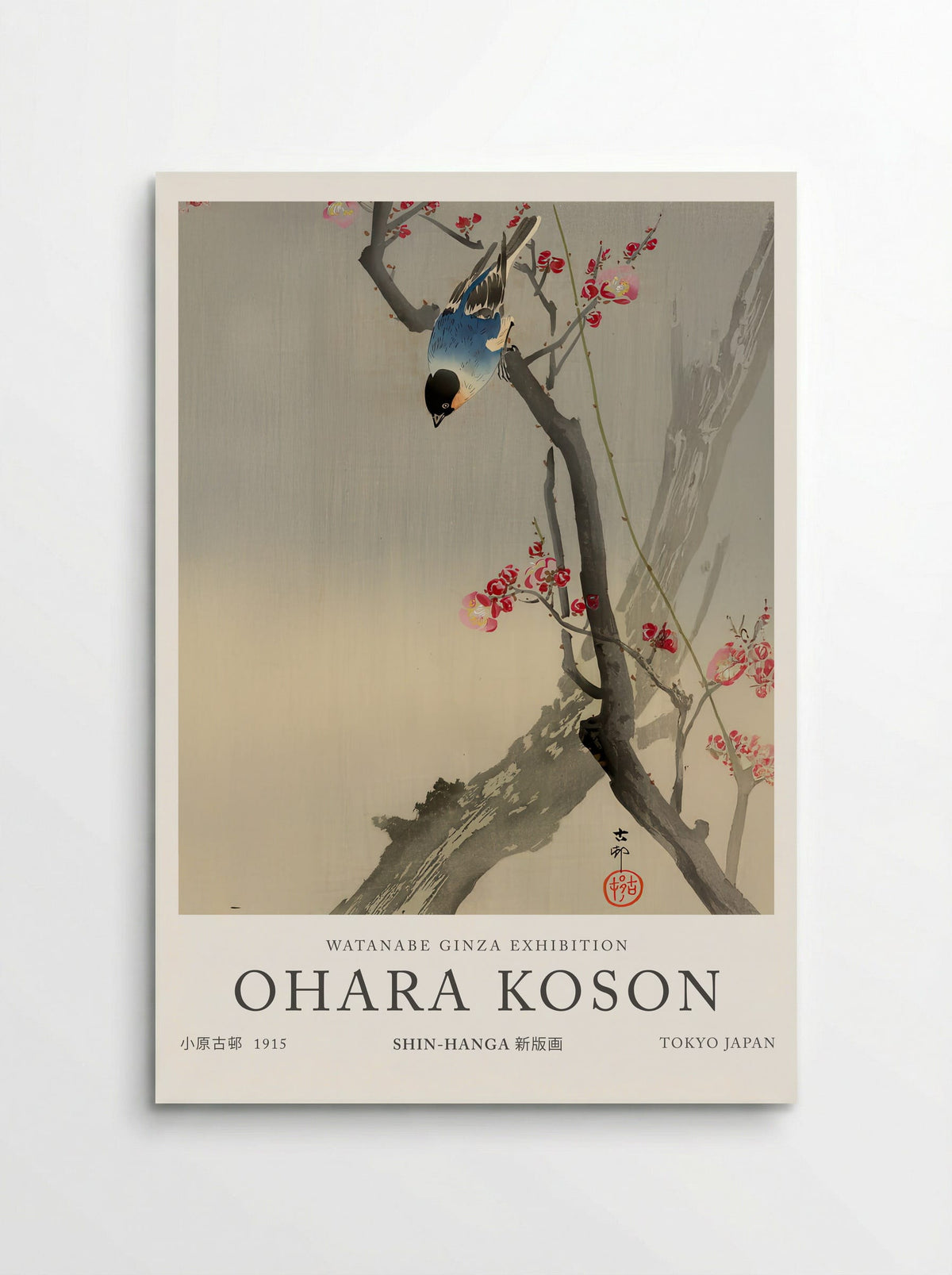 Bullfinch On Flowering Plum - Ohara Koson - Poster