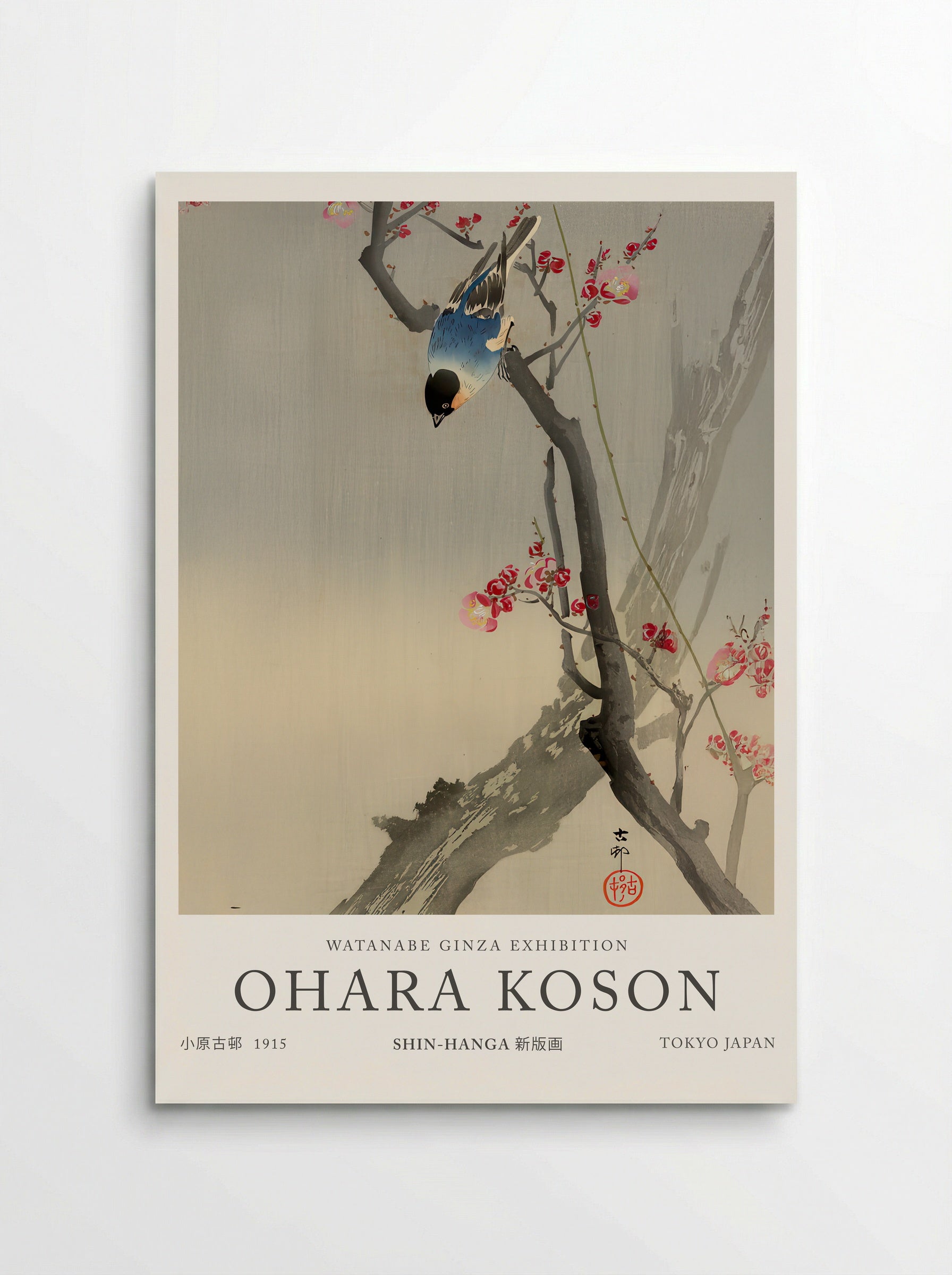 Bullfinch On Flowering Plum - Ohara Koson - Poster