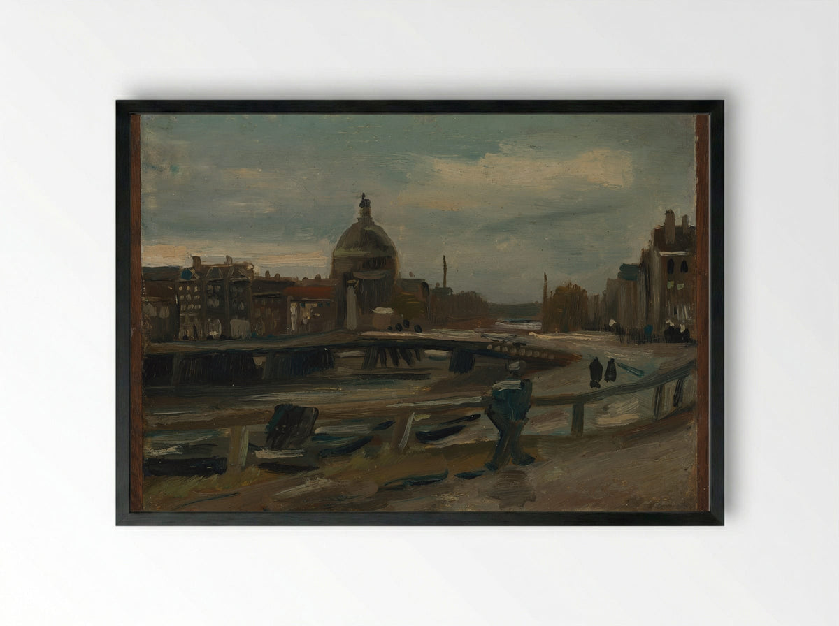 Het Singel bij de Lutherse Kerk te Amsterdam - Vincent van Gogh - Framed Print Black