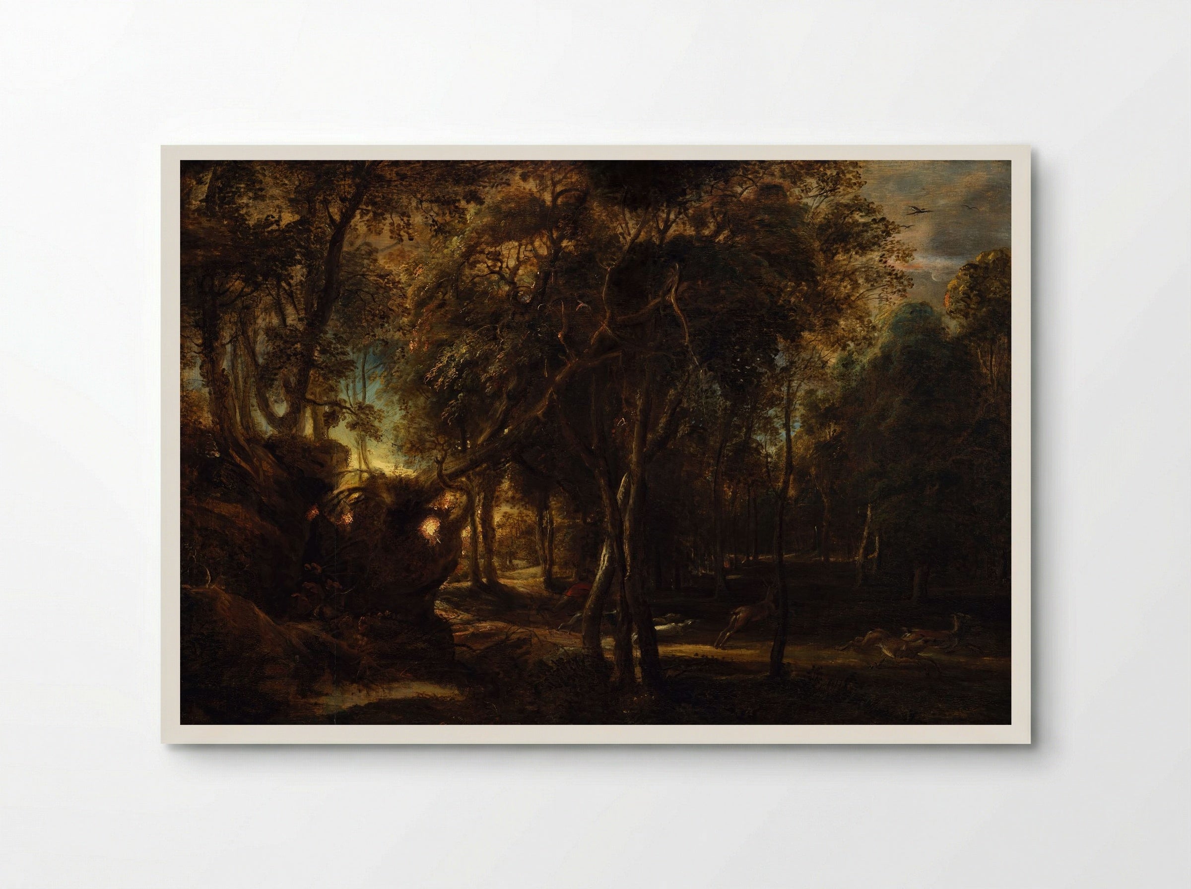A Forest at Dawn with a Deer Hunt - Peter Paul Rubens - Poster