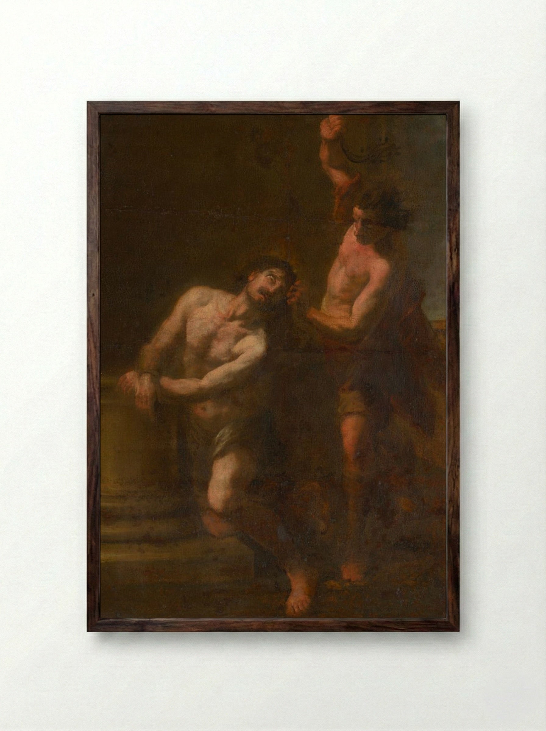 The Flagellation of Christ - Fine Art Print - Framed Print Dark Wood