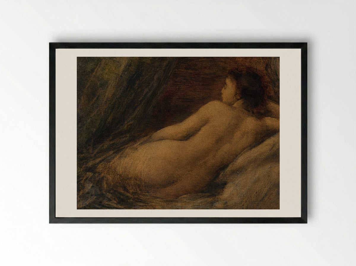 Reclining Nude (Liggende naakte vrouw) - Henri Fantin-Latour - Framed Print Black