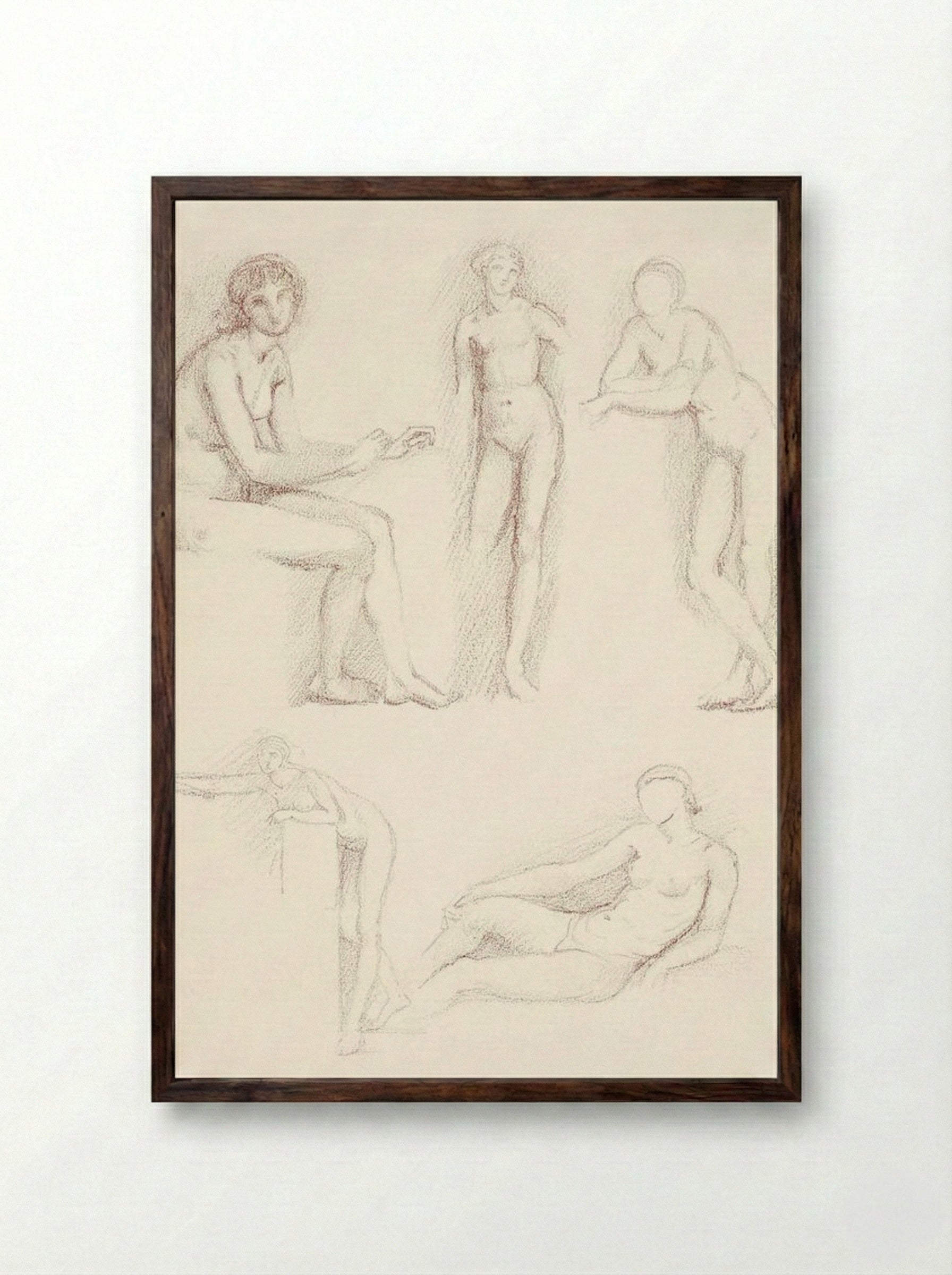 Female Nude: Five Studies - Edward Burne-Jones - Framed Print Dark Wood